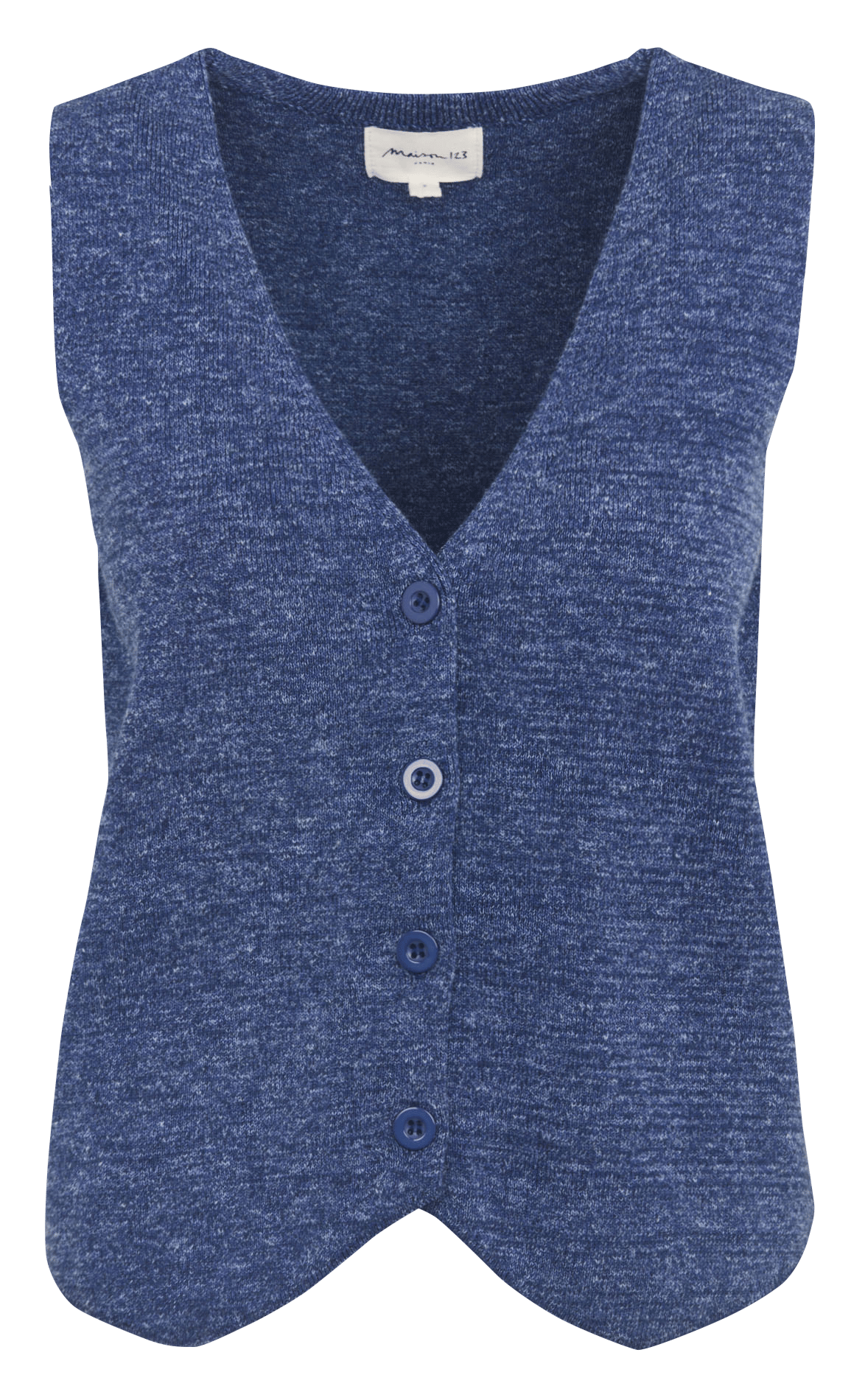 Gilet droit col v en coton mélangé parker MAISON 123 Bleu