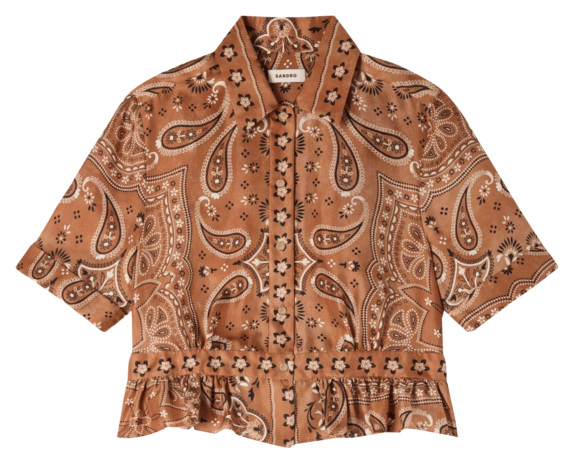 Chemise col chemise imprimée SANDRO Marron