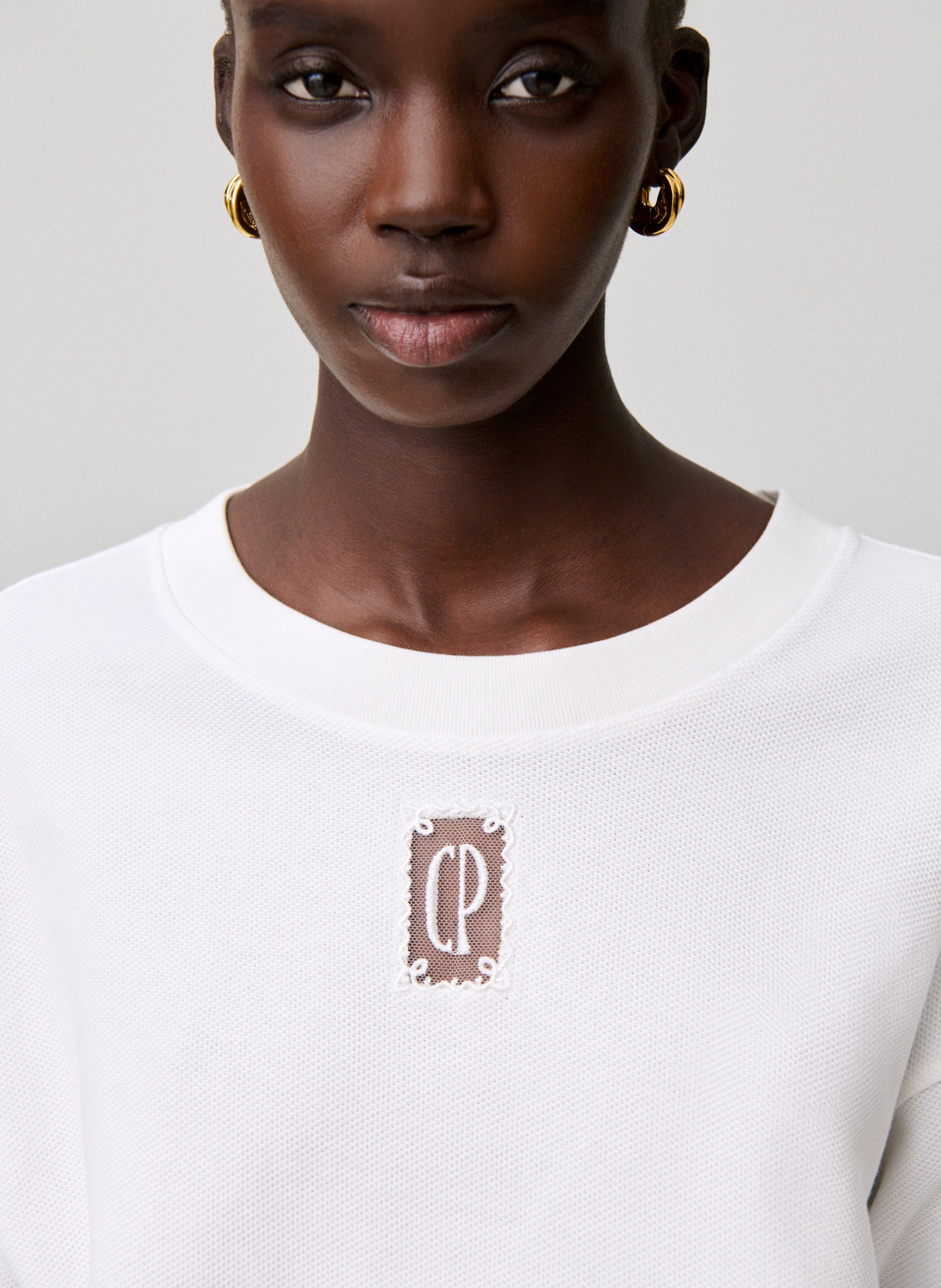 Sweatshirt en coton piqué CLAUDIE PIERLOT Beige