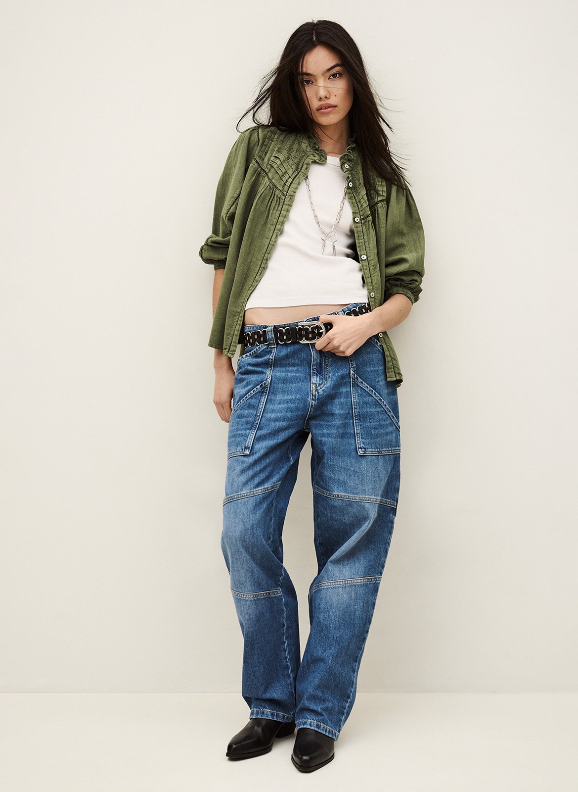 Chemise col rond gilda BA&SH Kaki