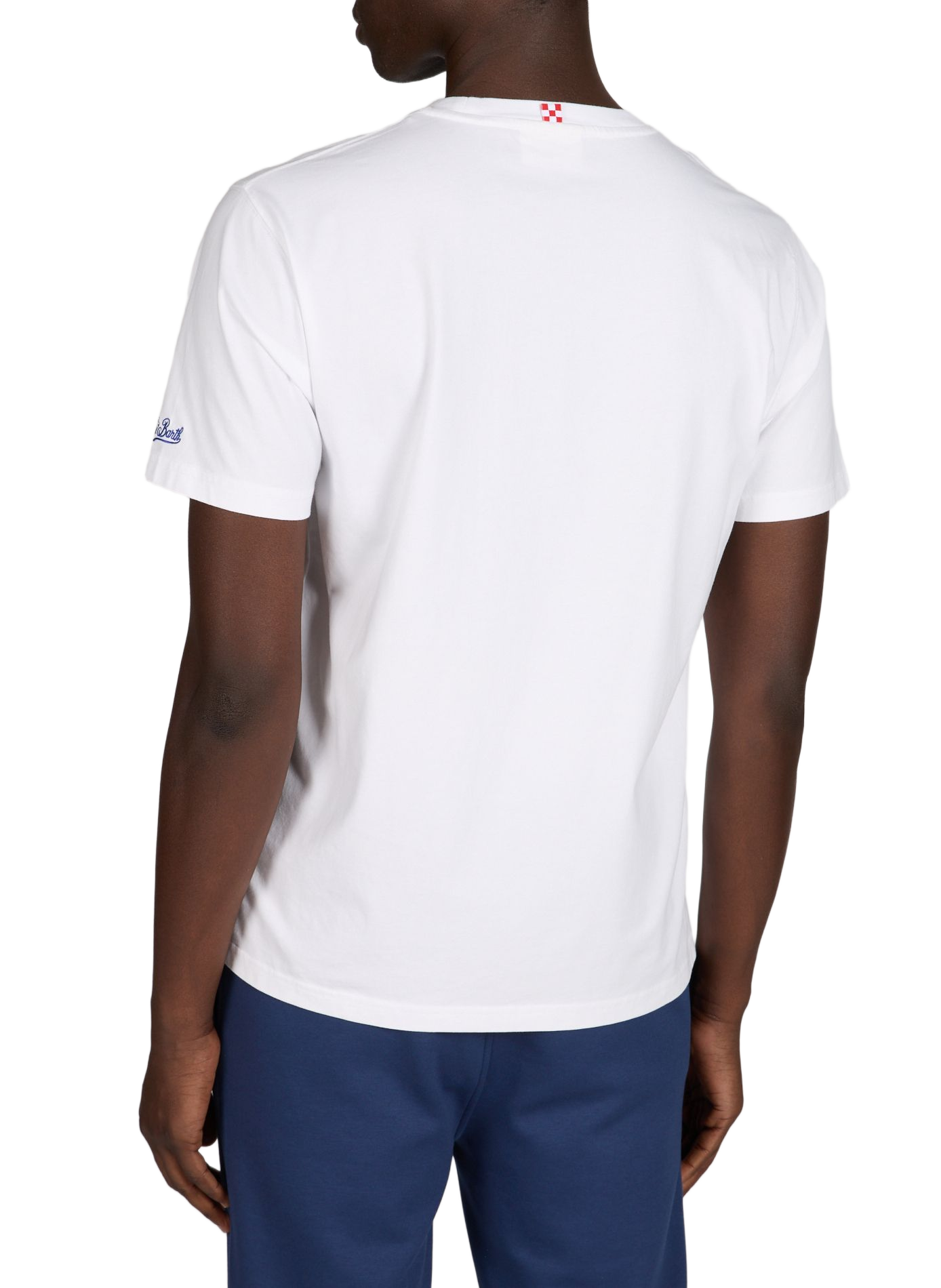 Camiseta bordada de cuello redondo en algodón. MC2 SAINT BARTH Blanco