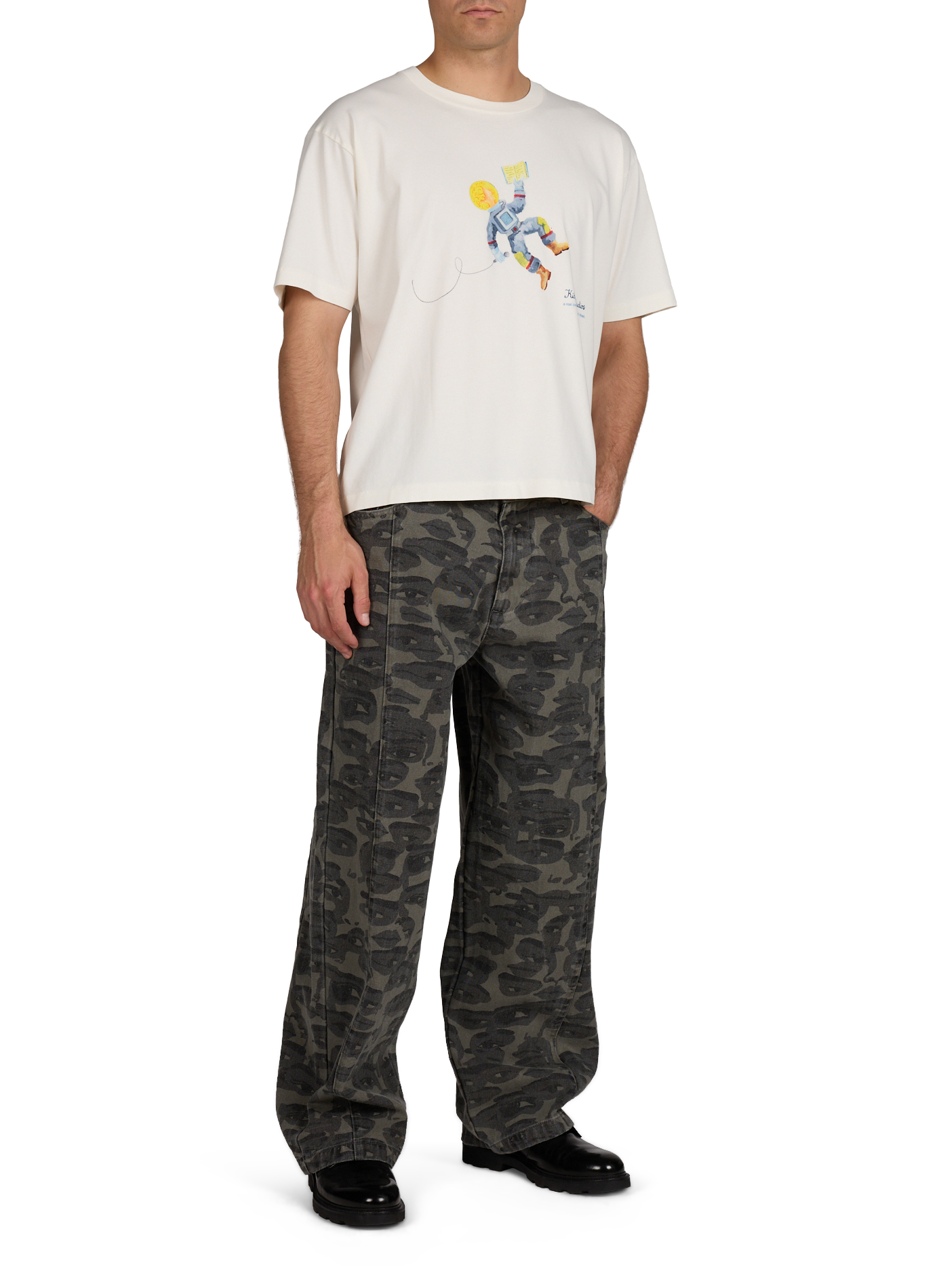 Jean baggy à motif camouflage en coton KIDSUPER Noir