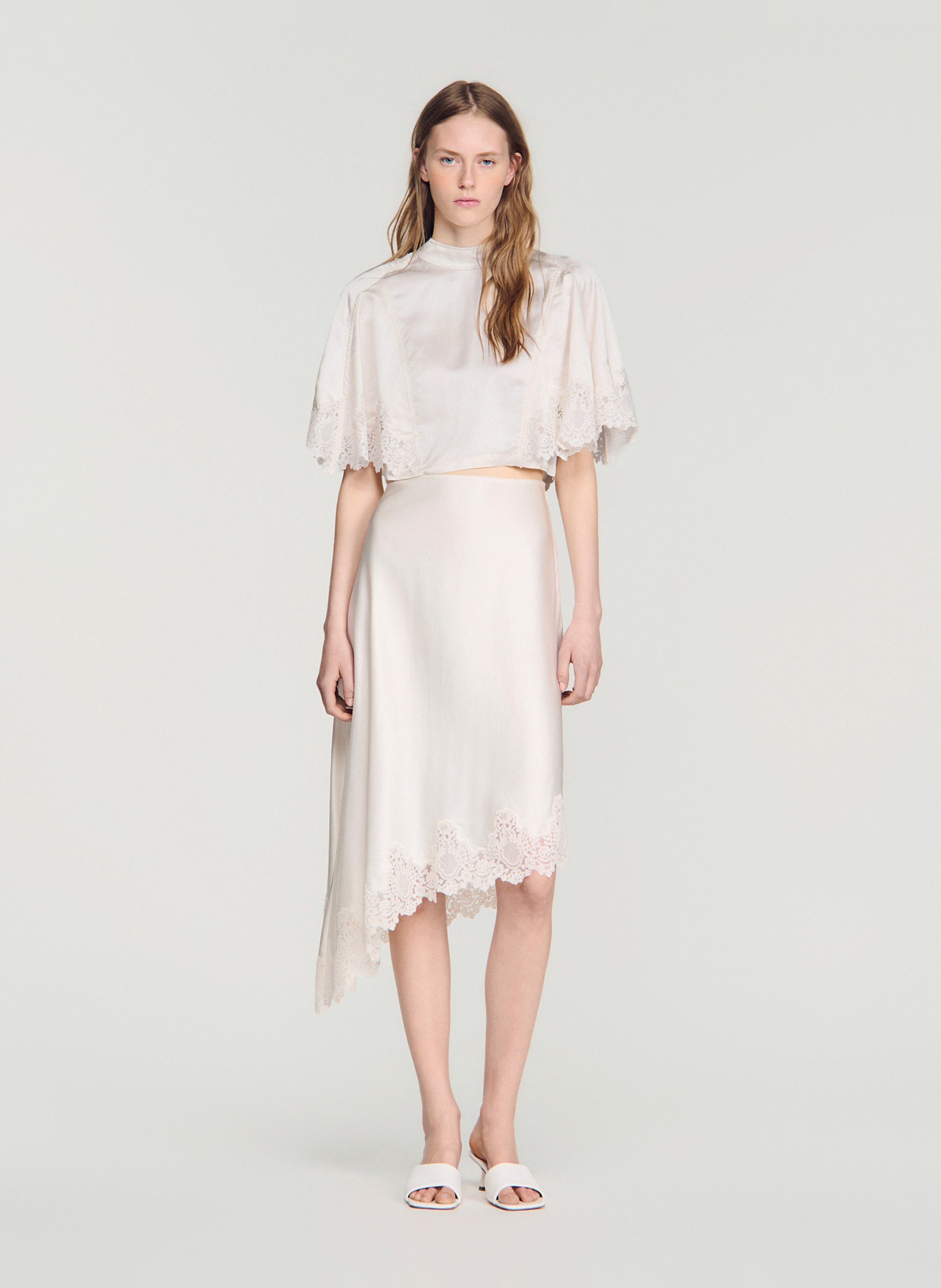 Jupe midi asymétrique SANDRO Beige