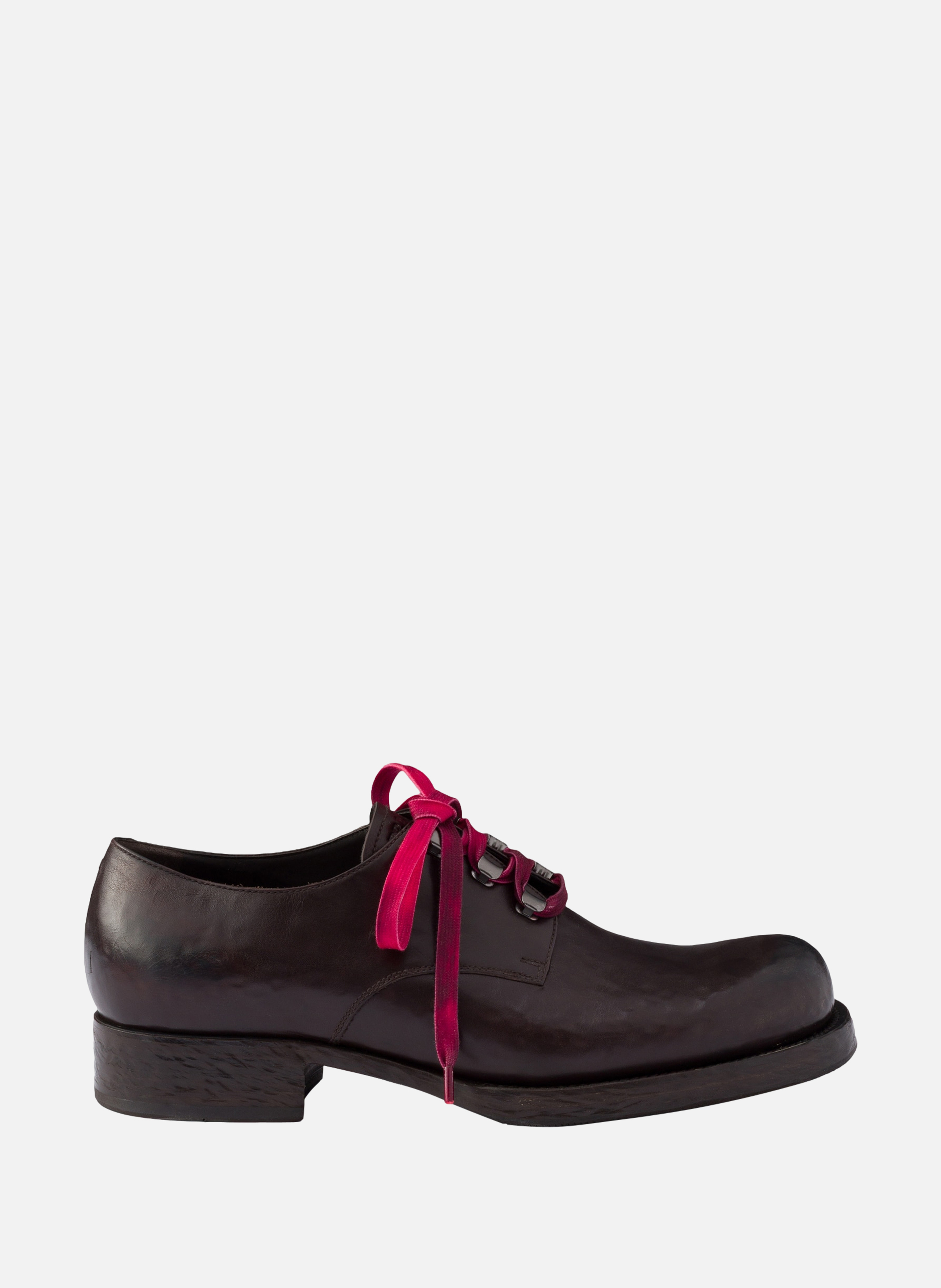 Chaussures à lacets en cuir vieilli PRADA Marron