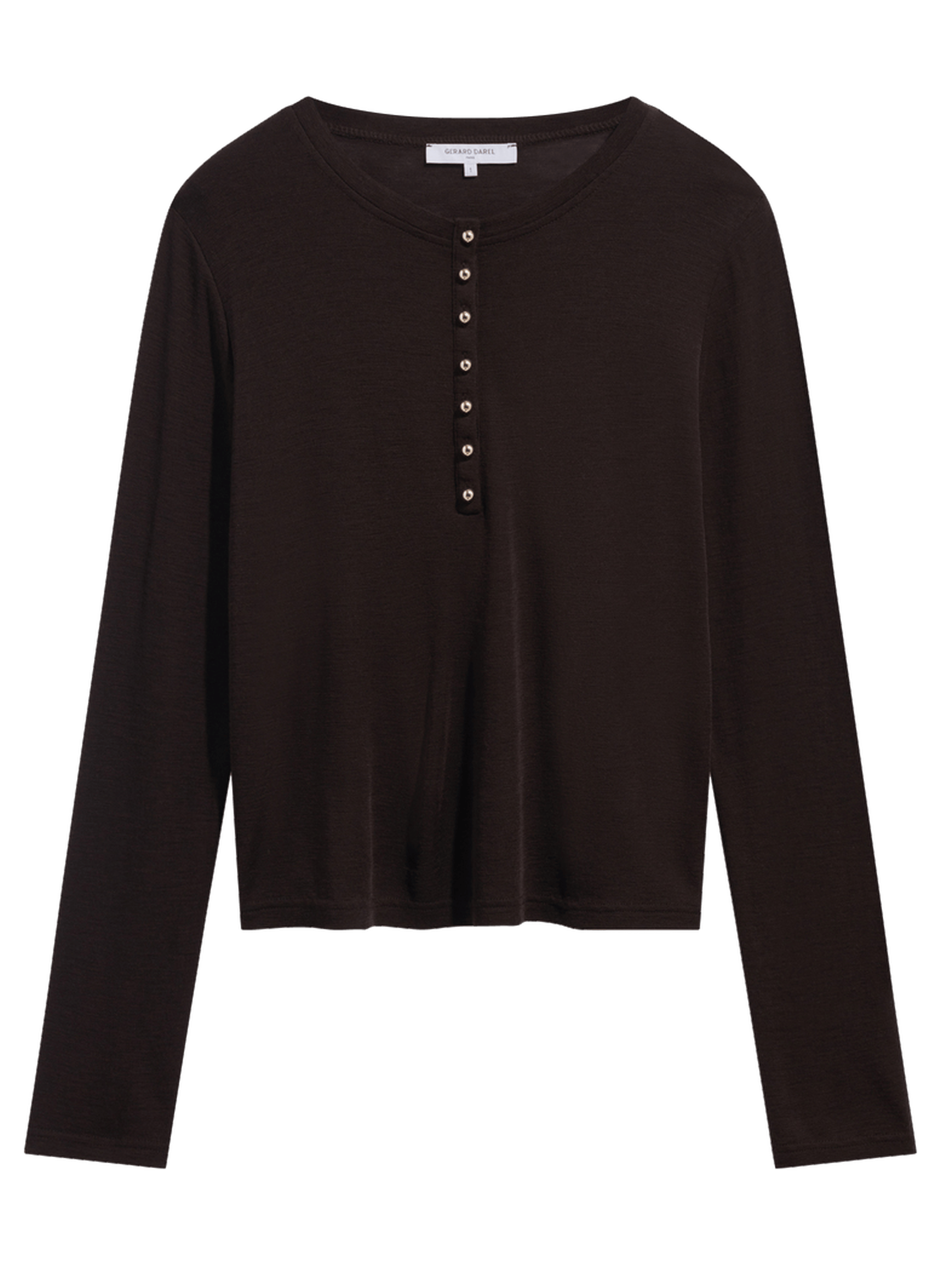 T-shirt en laine à boutons - balie GERARD DAREL Marron