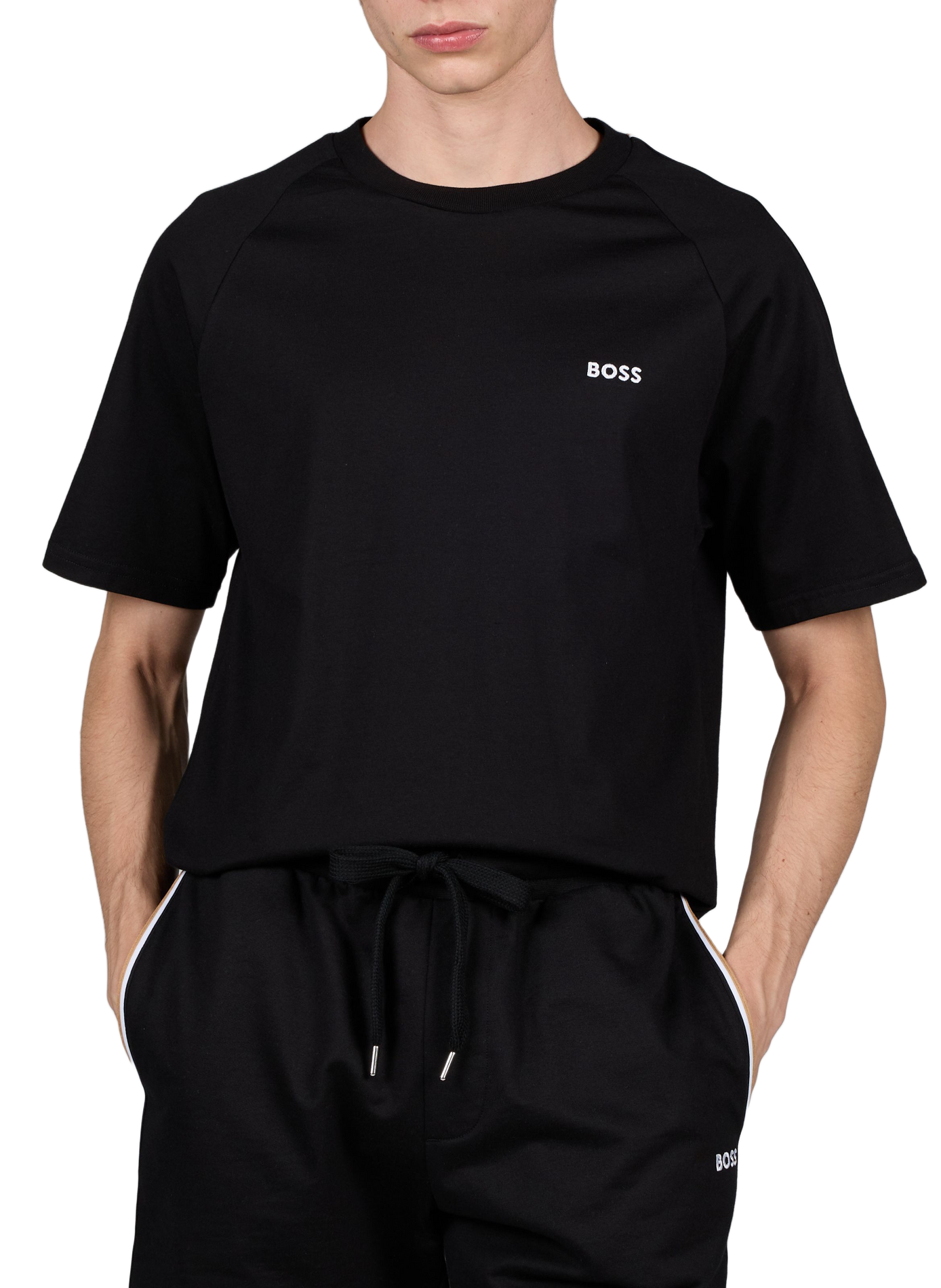 Gestreiftes Baumwoll-T-Shirt BOSS Schwarz