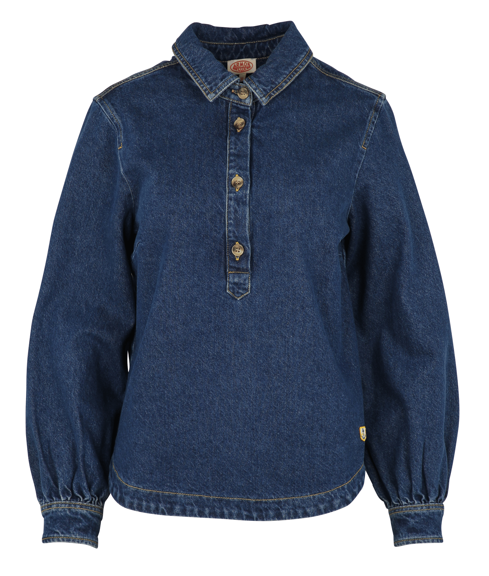 Blouse col polo en denim de coton heritage ARMOR-LUX Bleu