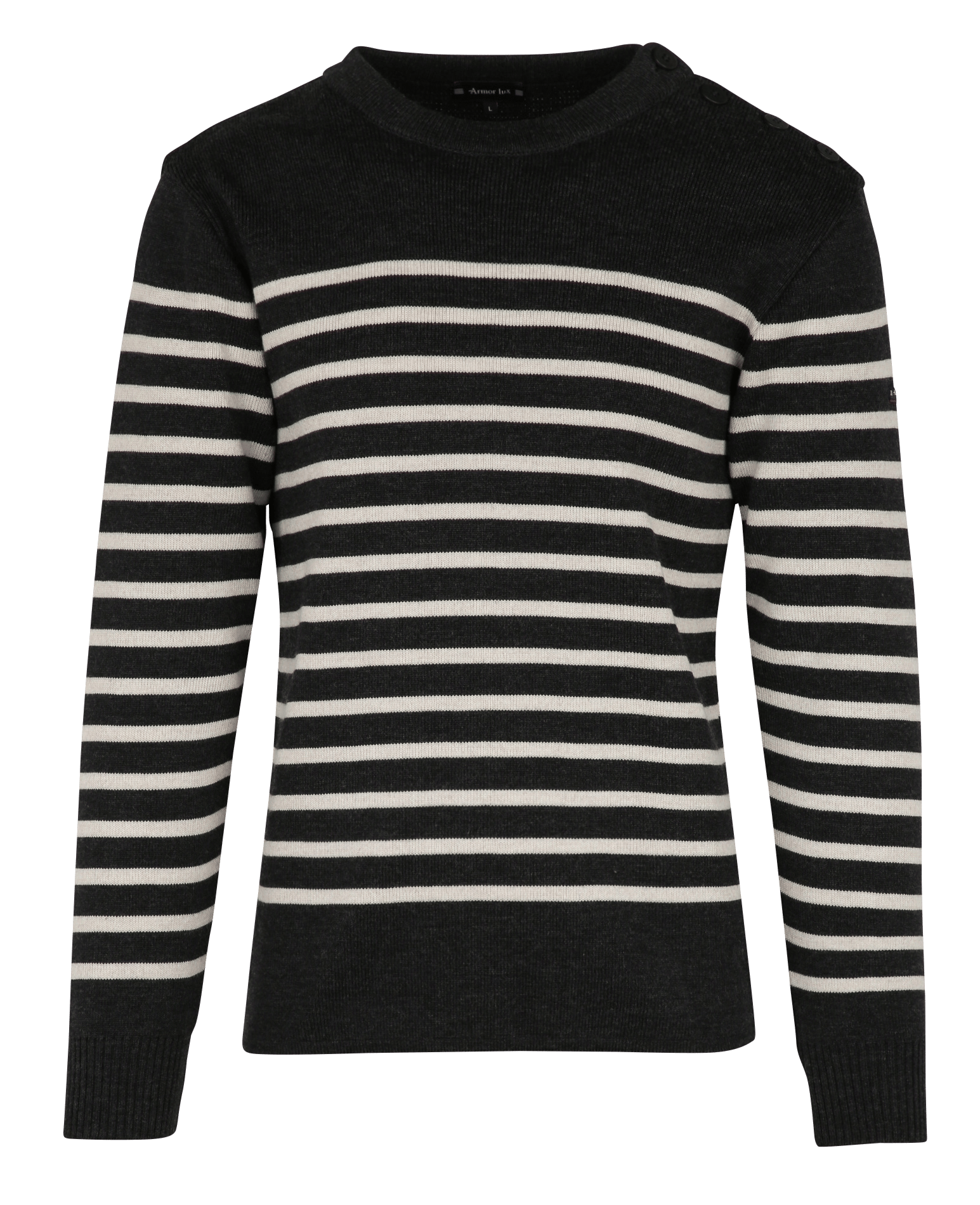 Pull col rond à rayures en laine mélangée ARMOR-LUX Gris