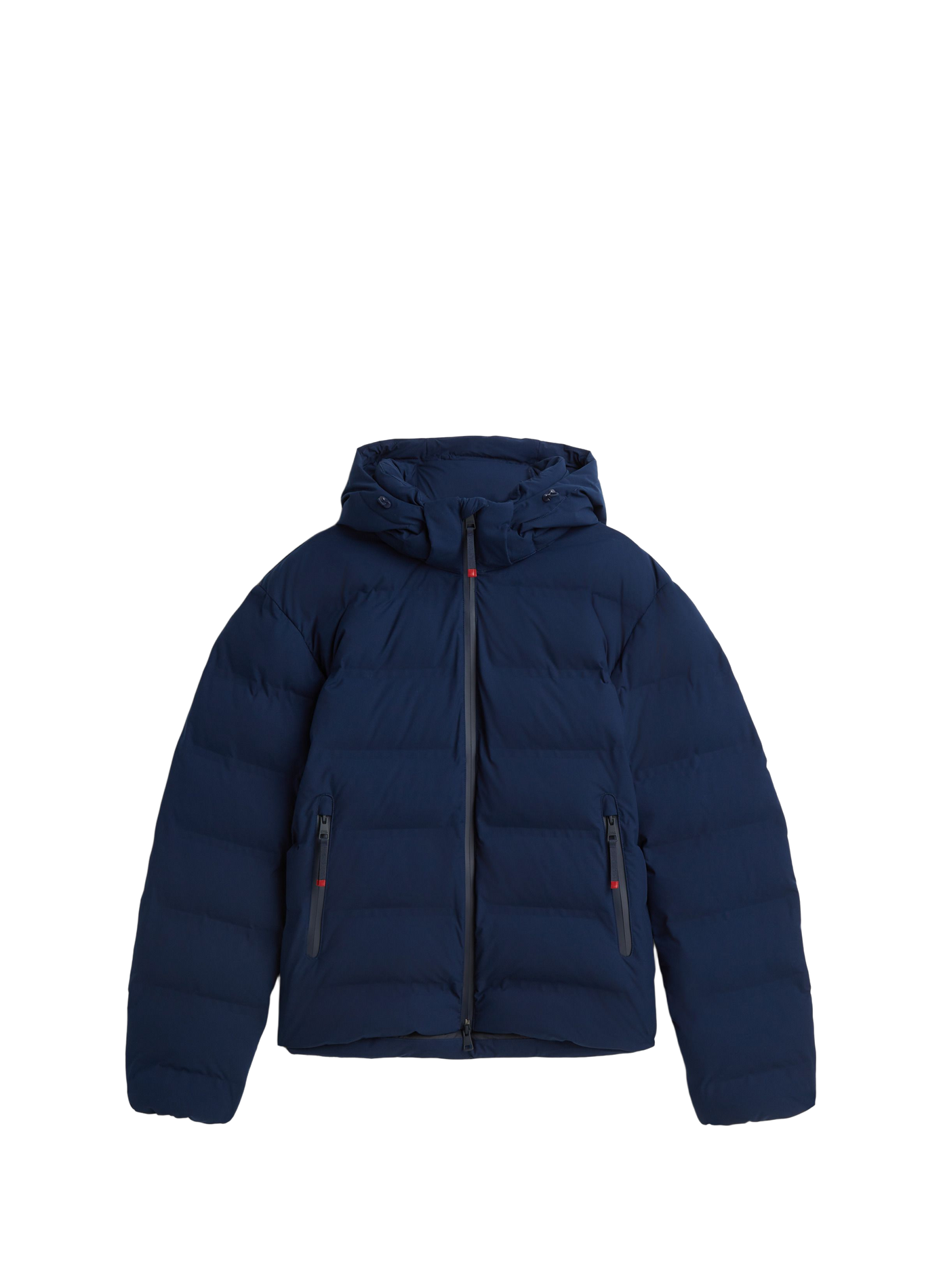 Straight puffer jacket with a high-neck hood  Carbon navy