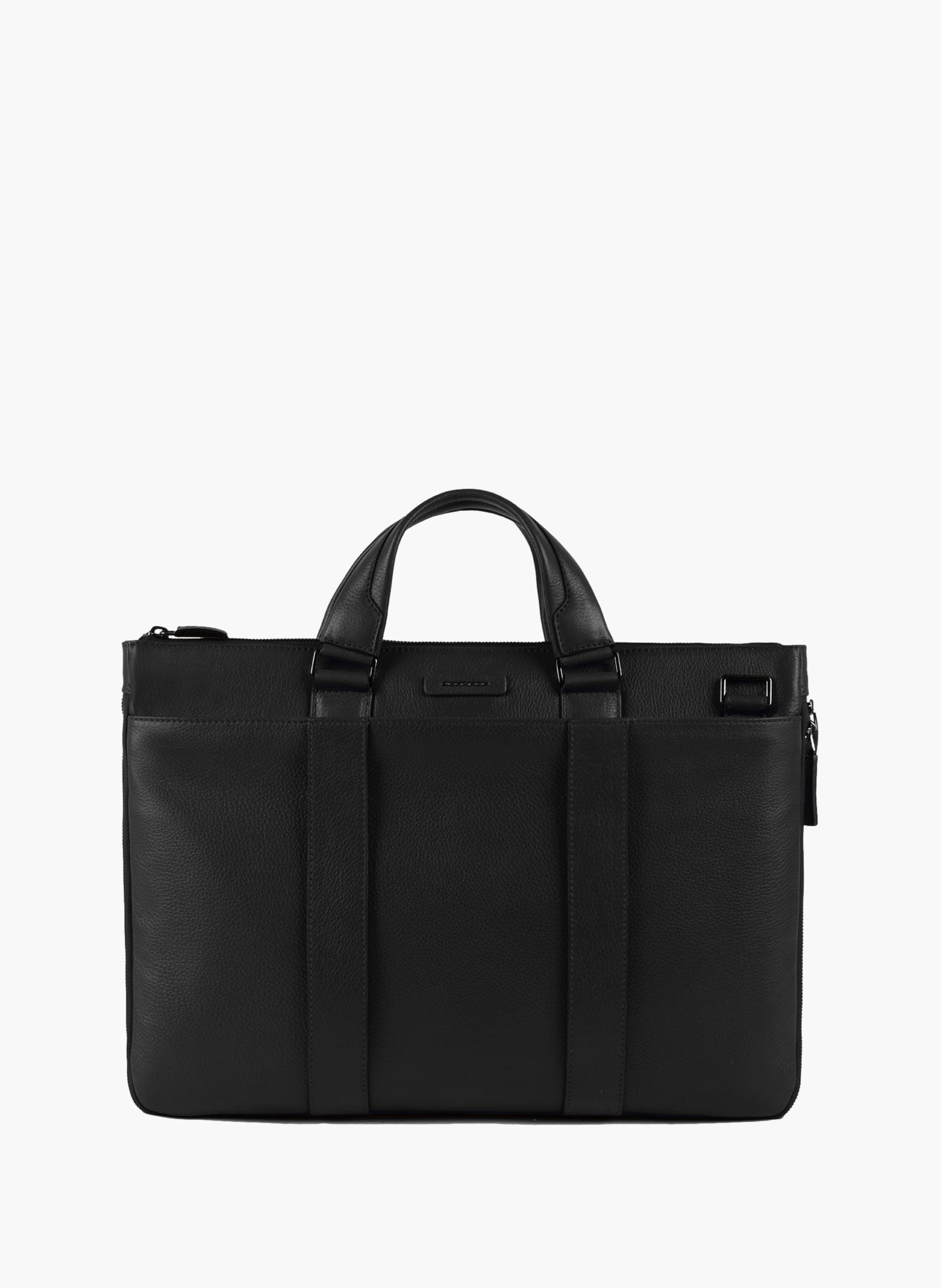 Slim expandable leather briefcase 15.6" PIQUADRO Black