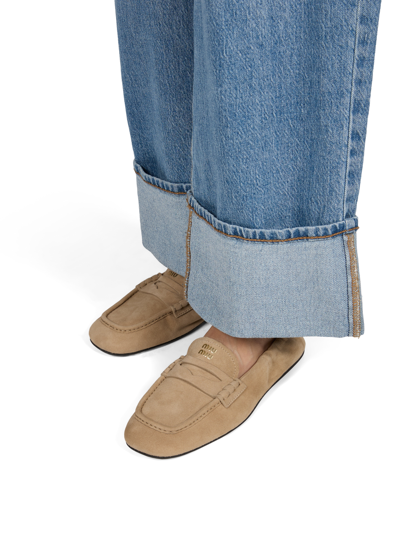 Suède leren moccasins MIU MIU Beige
