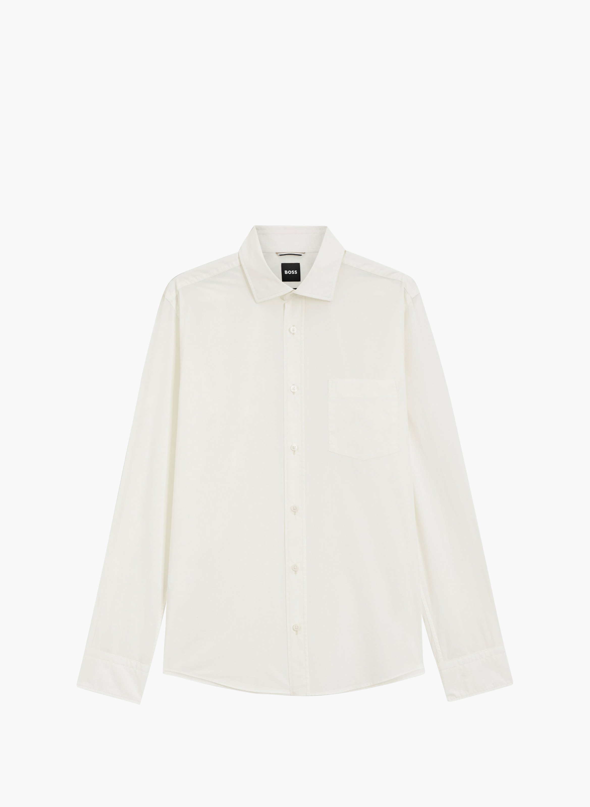 Chemise en coton col classique BOSS Beige