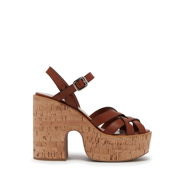 Sandales compensées en cuir