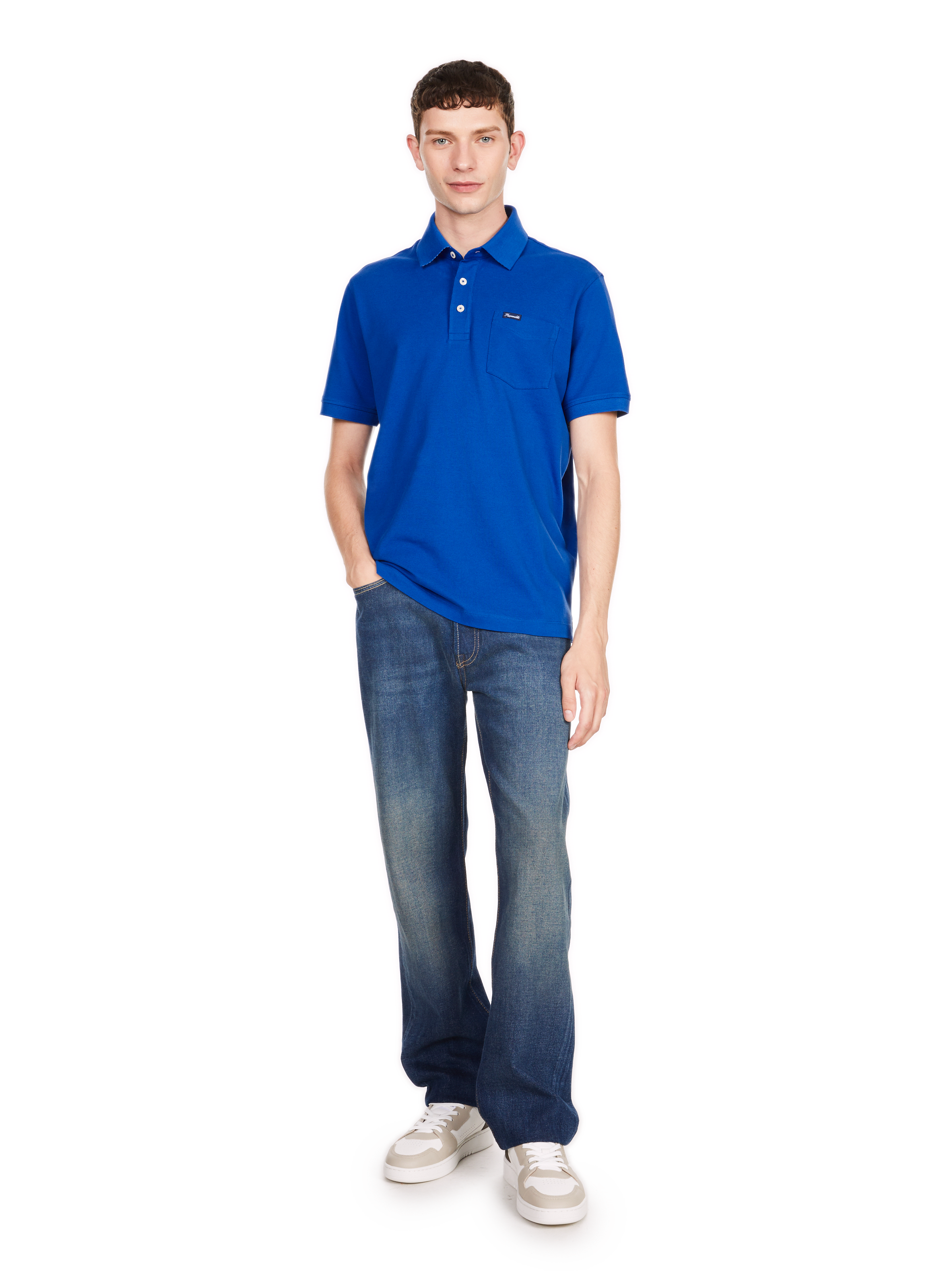 Polo uni en coton FACONNABLE Bleu