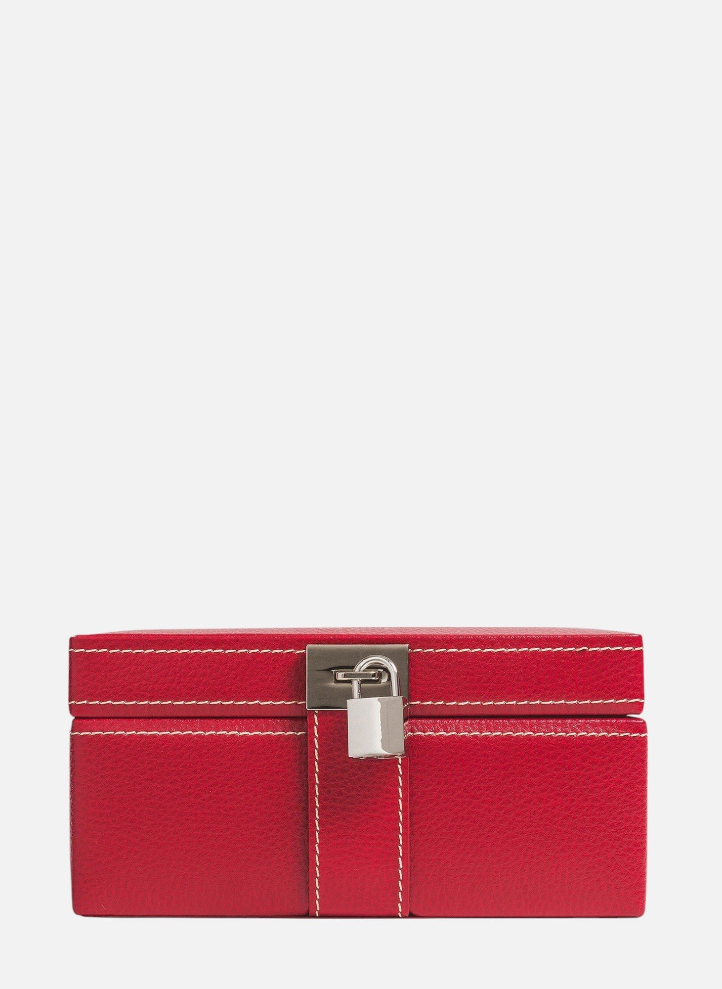 Boîte à bijoux moyen modèle en cuir LE TANNEUR Rouge