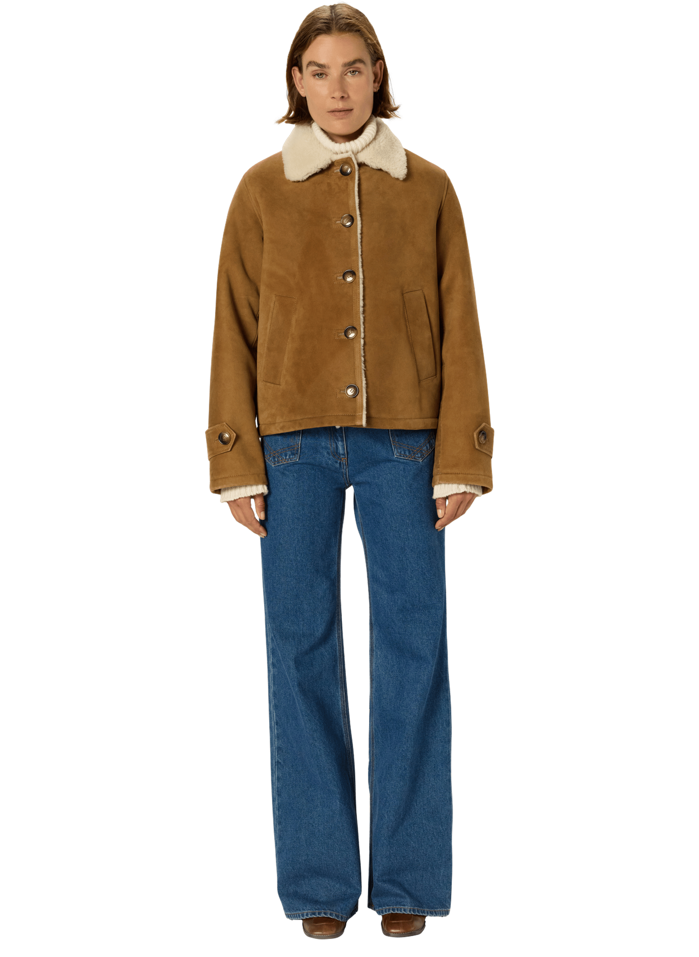 Veste aviateur en peau lainée - nathalie GERARD DAREL Marron