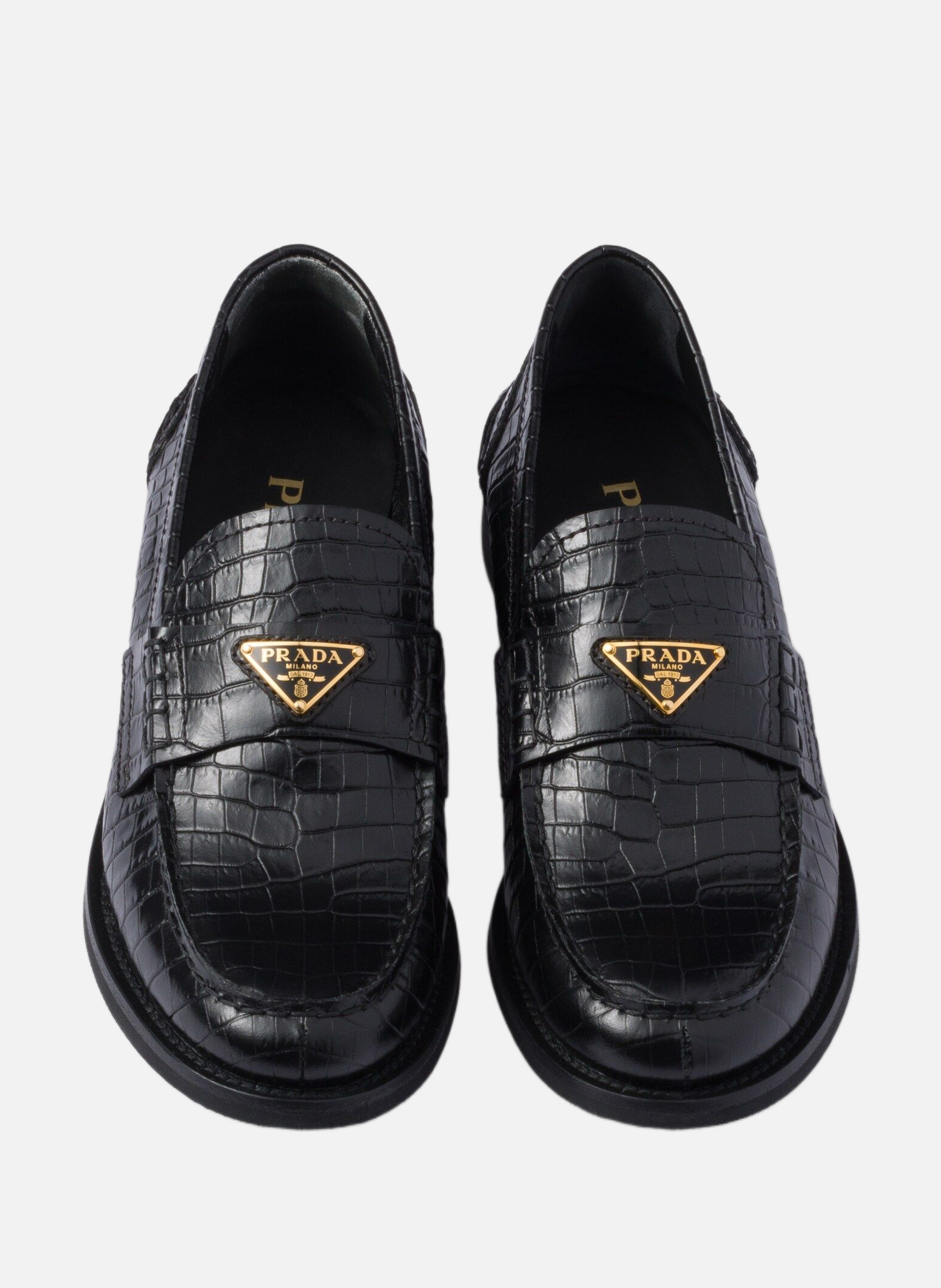 Mocassins en cuir à imprimé coco PRADA Noir