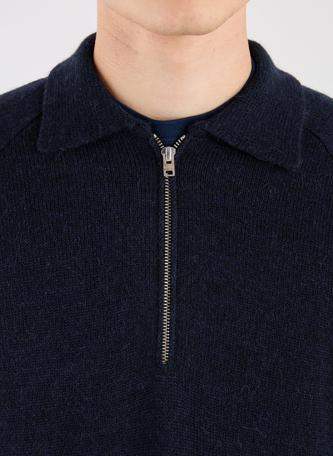 Pull col zippé en laine et alpaga mélangé CLOSED Bleu