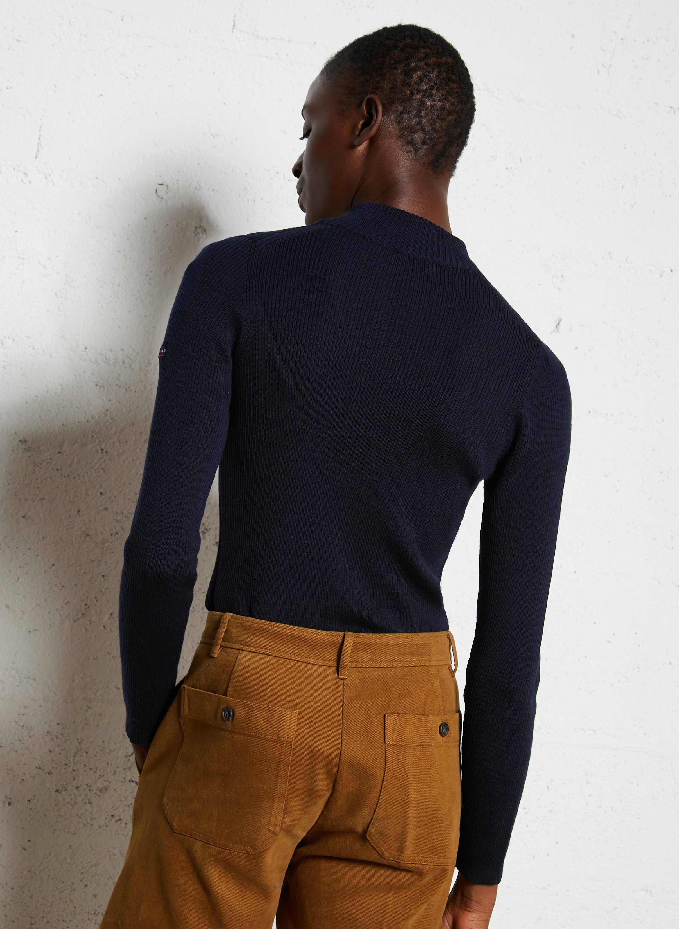 Pull col montant côtelé en laine combourg ARMOR-LUX Bleu