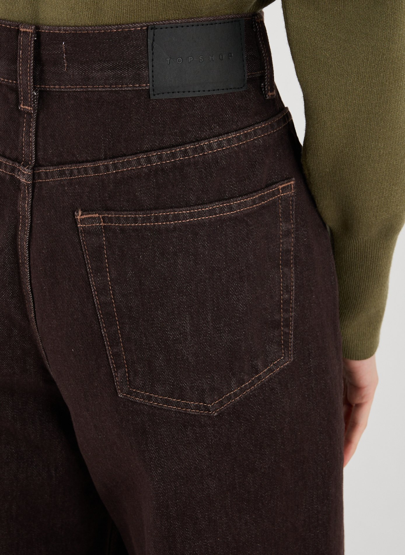 Jean large en coton TOPSHOP Marron