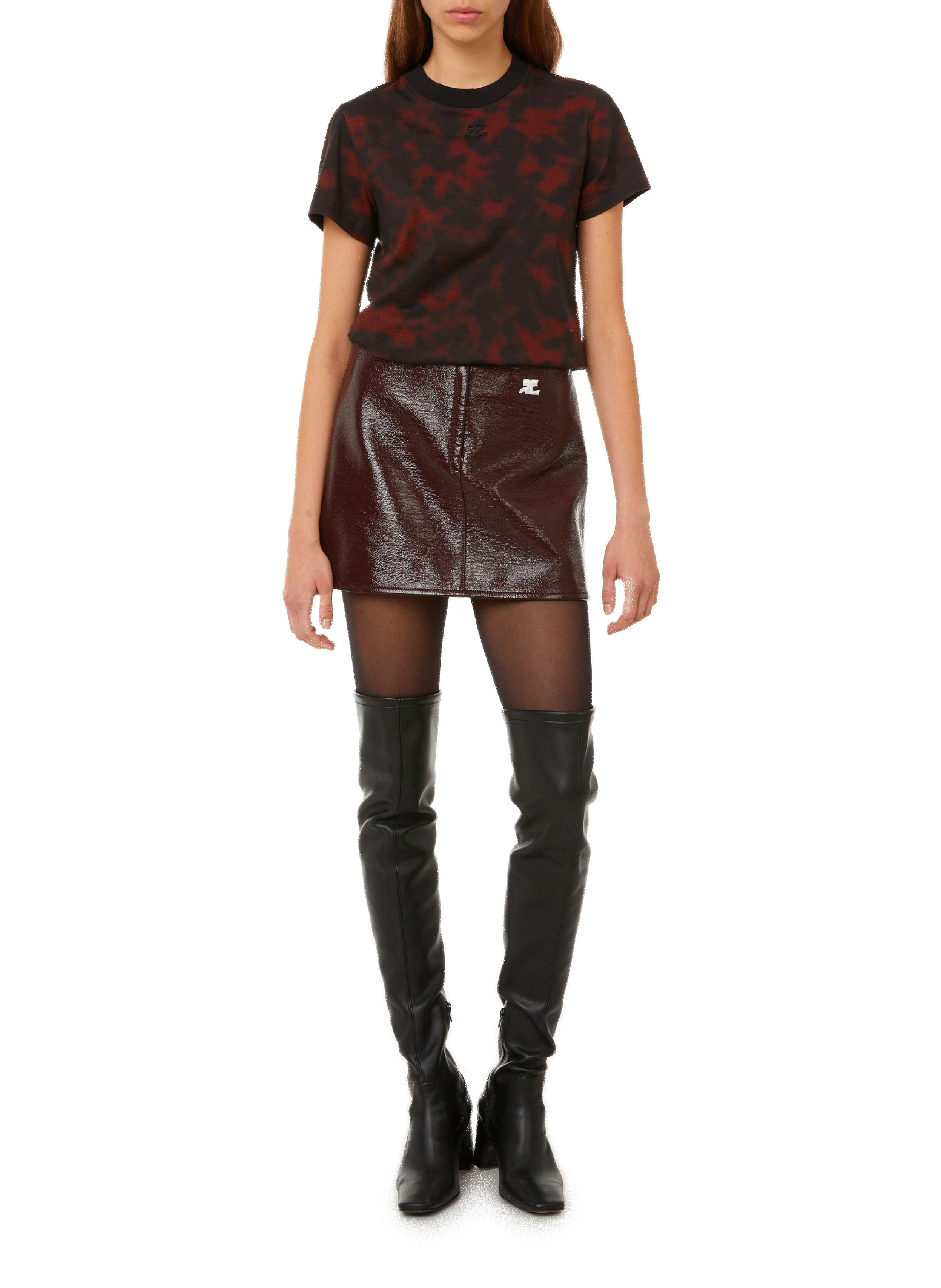 Reedition vinyl mini skirt COURRÈGES Red