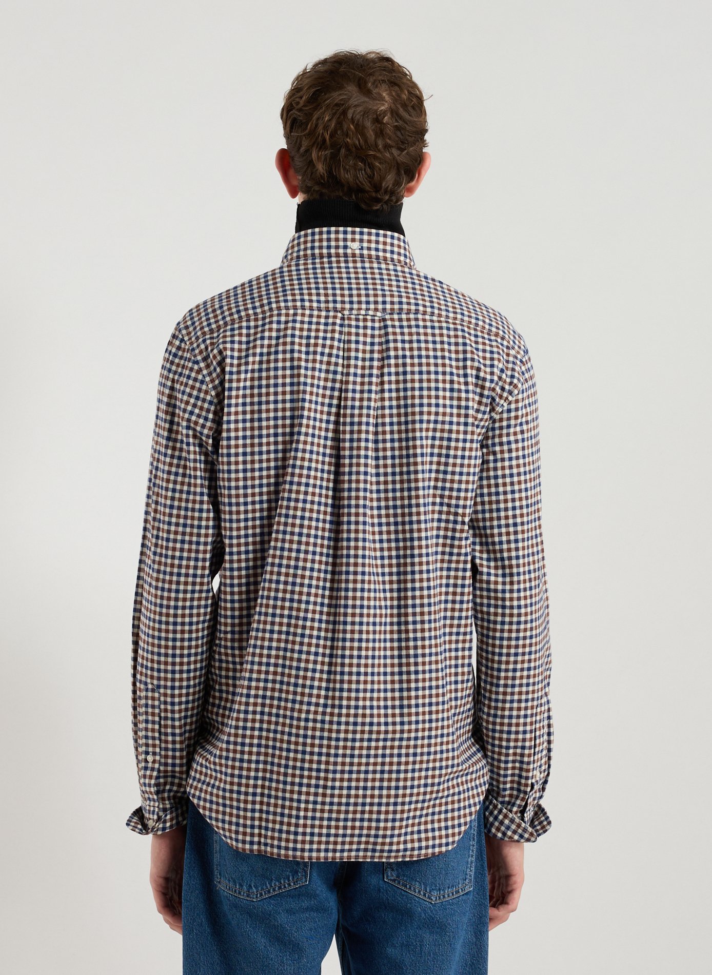 Straight cotton check shirt GANT Brown