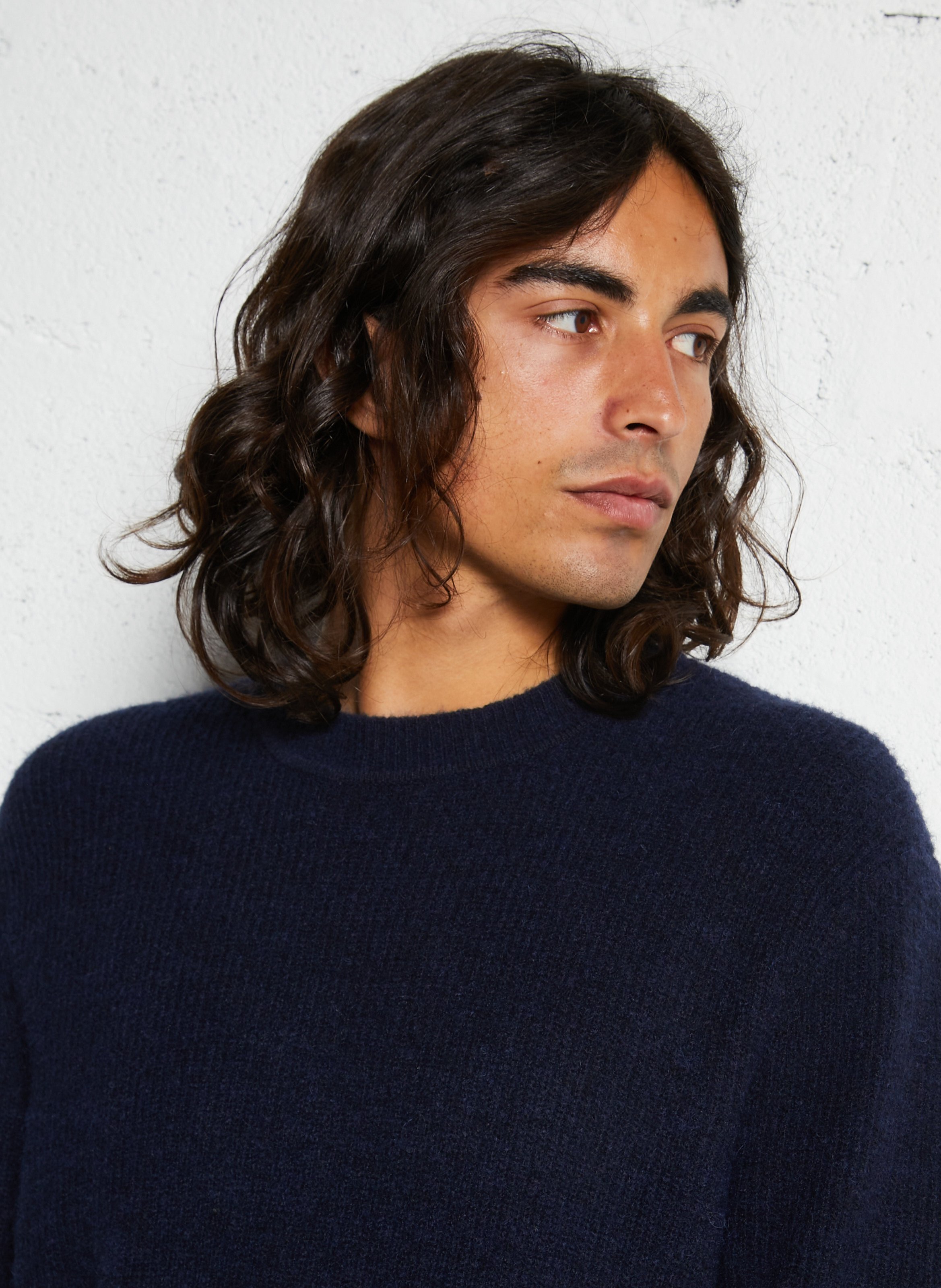 Pull col rond droit en tricot mousseux IKKS Bleu