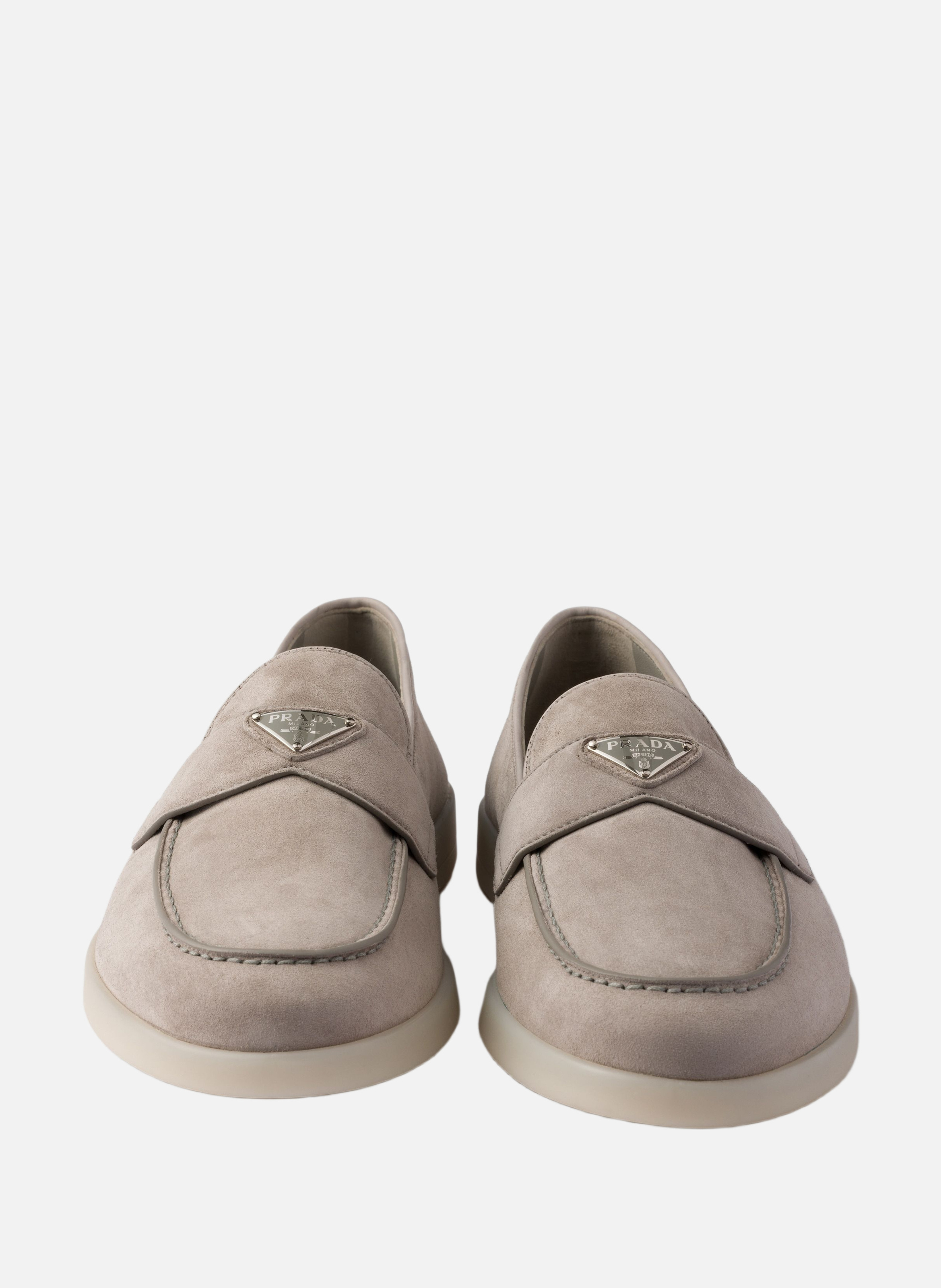 Mocassins en veau velours PRADA Gris