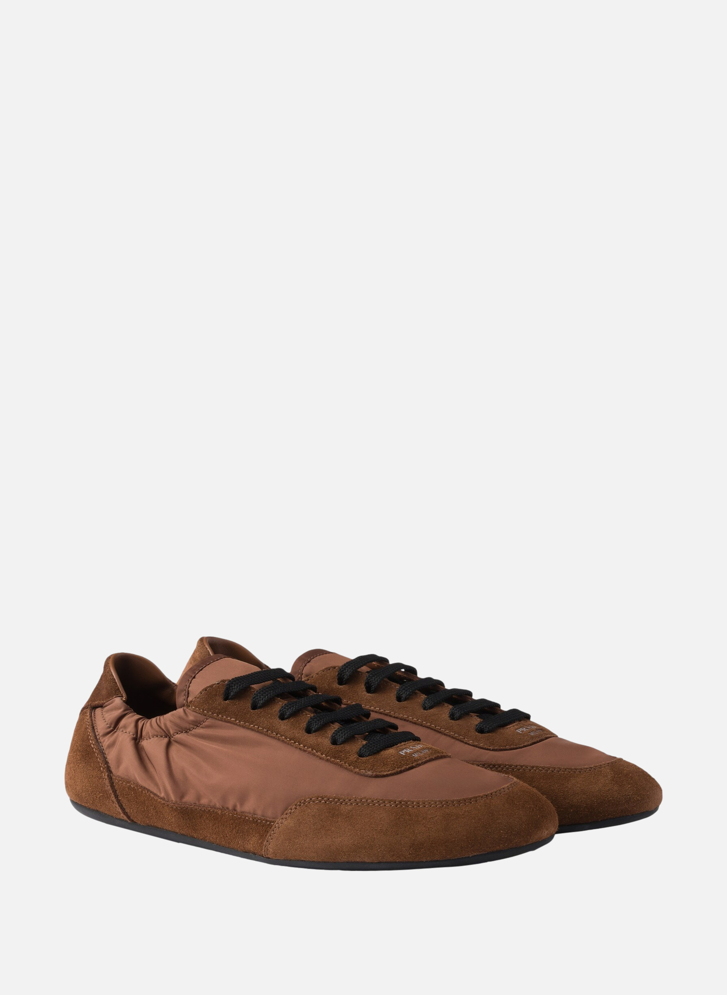 Sneakers collapse en re-nylon et veau velours PRADA Marron