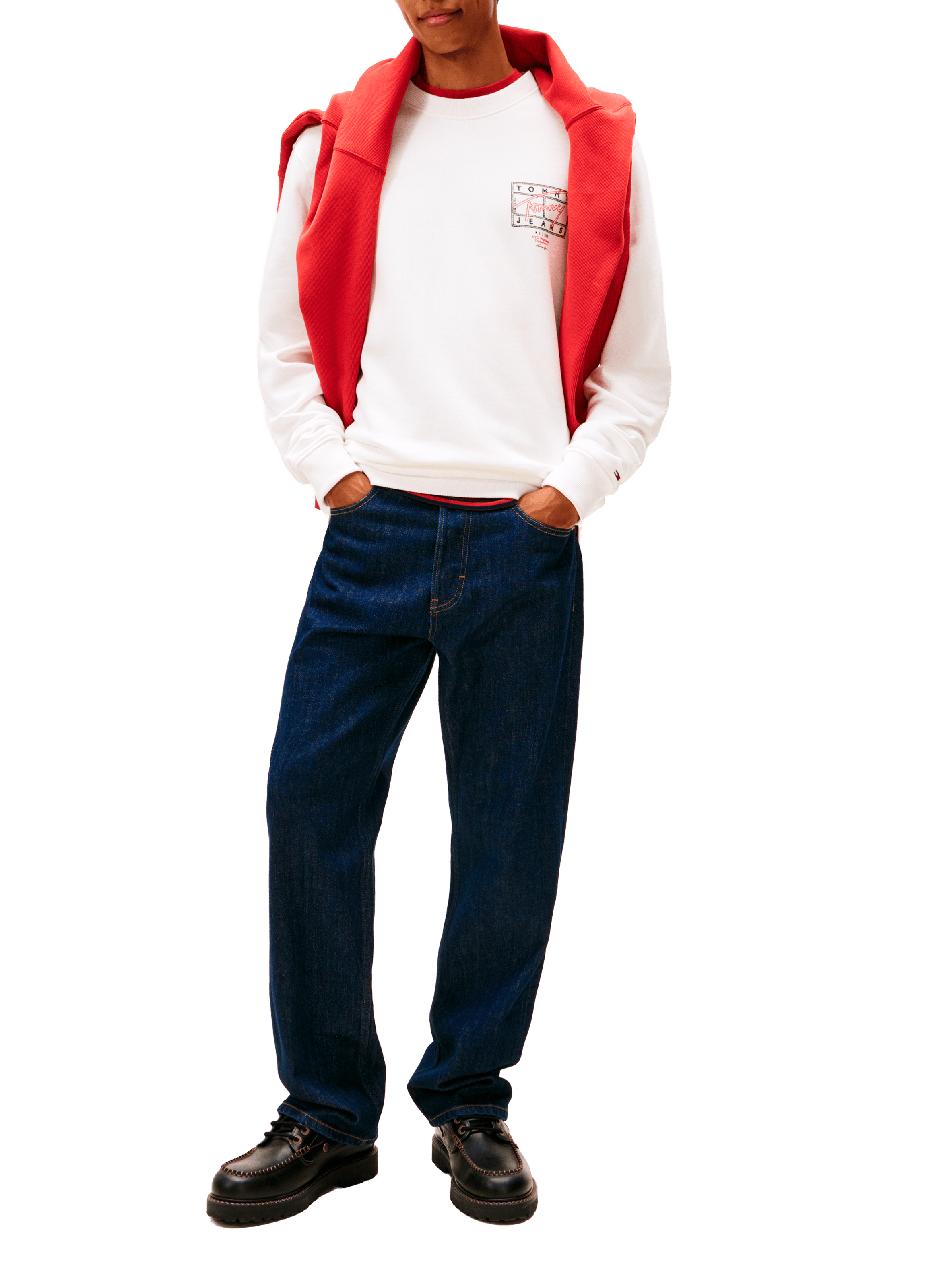 Round neck sweatshirt with patterns TOMMY HILFIGER White