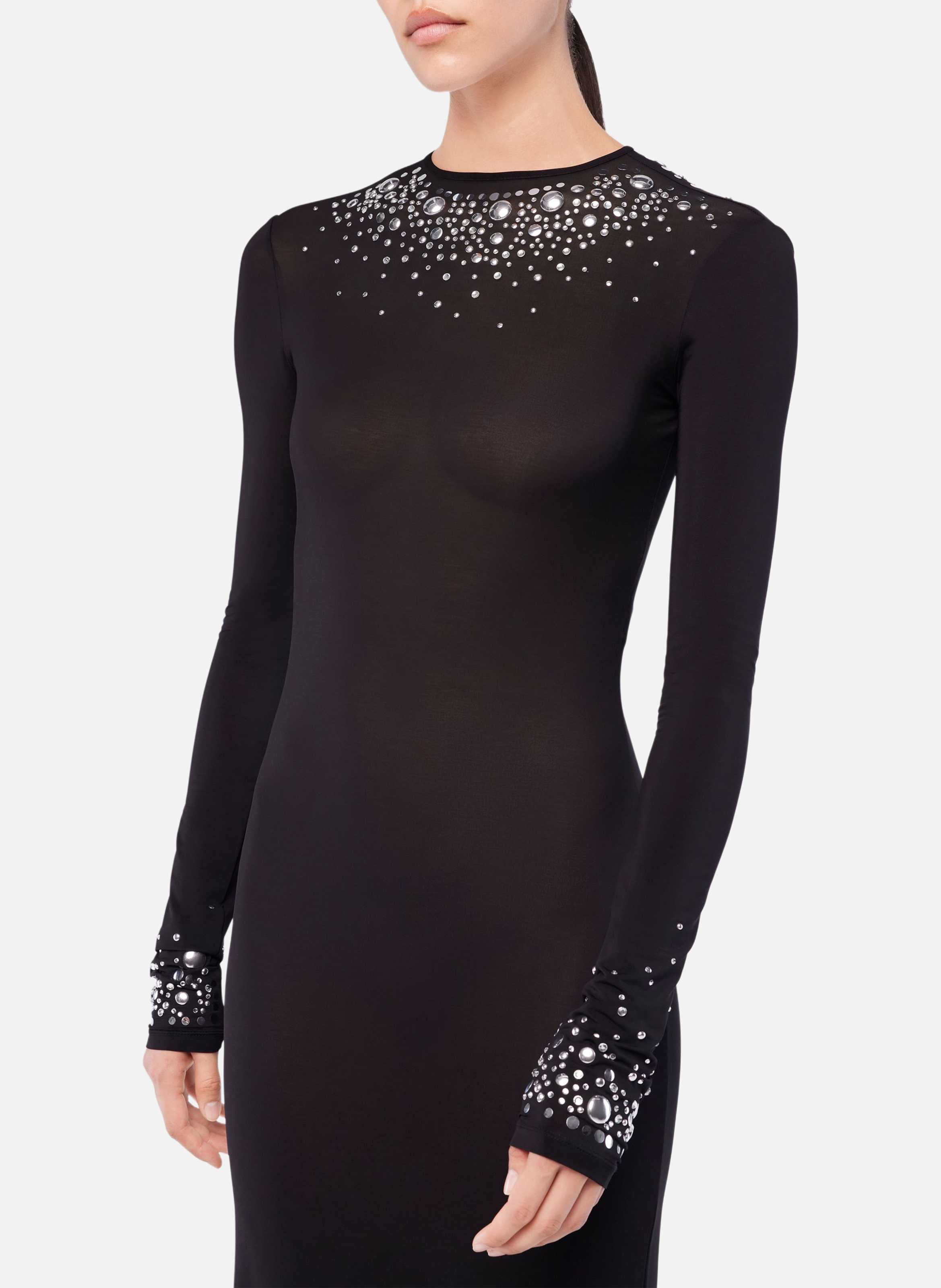 Robe longue en jersey seconde peau RABANNE Noir