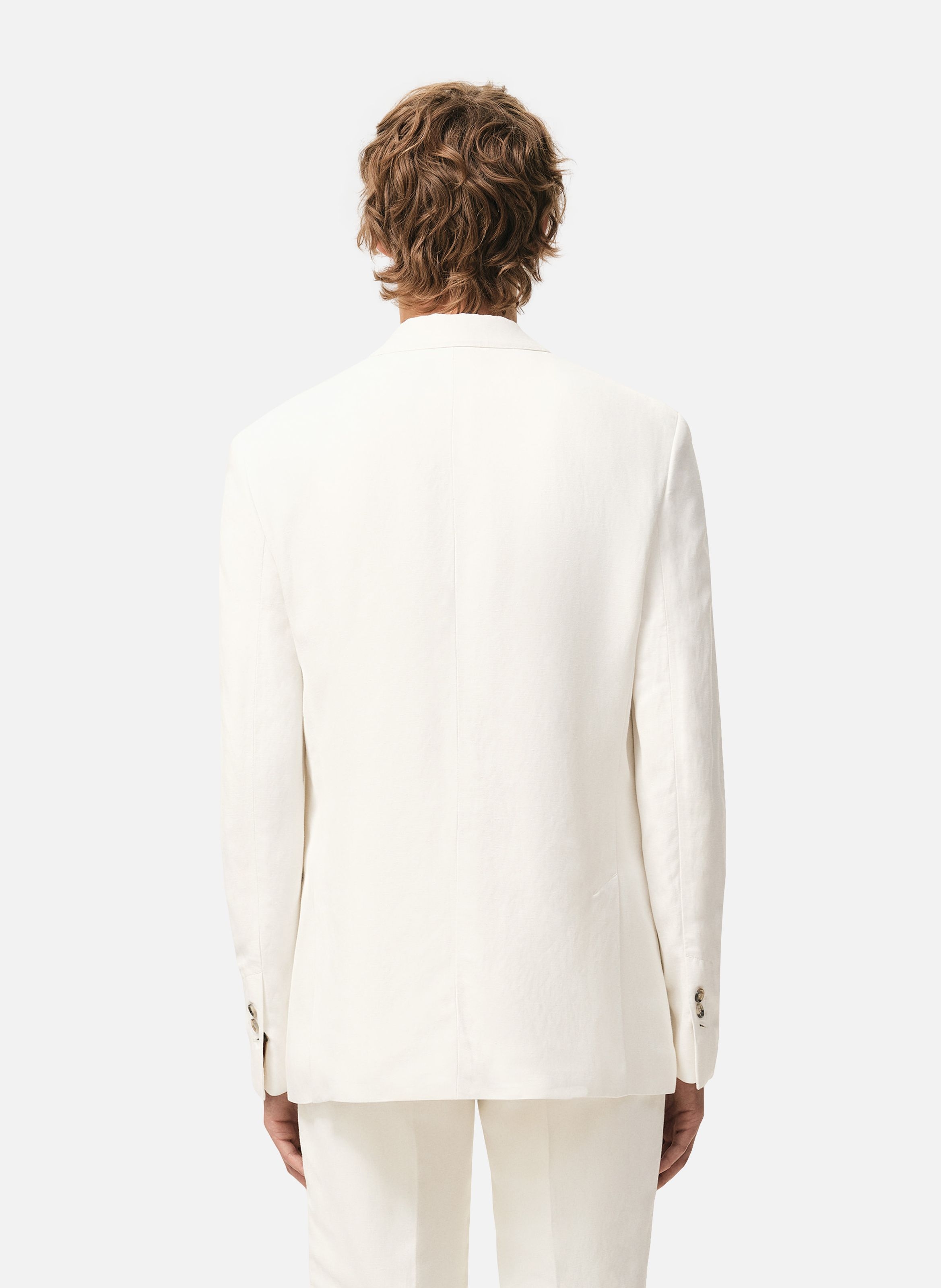 Veste droite simple boutonnage en lin mélangé AMI PARIS Blanc