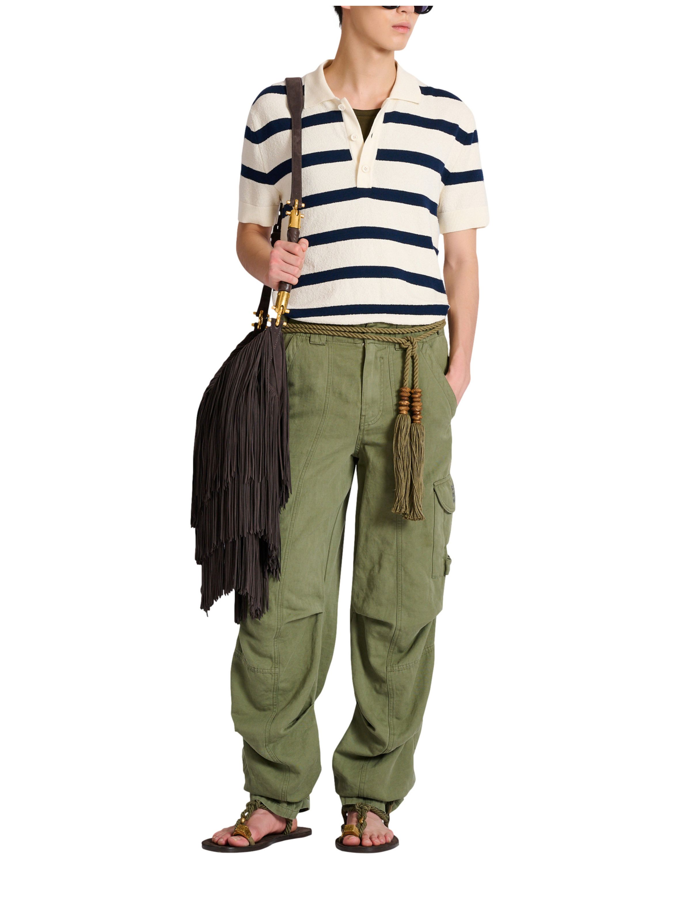 Polo balmain marinière en coton BALMAIN Blanc