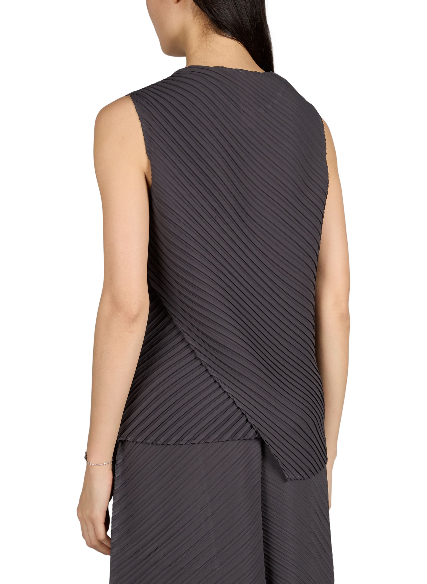 Asymmetric pleated top with round neckline ADOLFO DOMINGUEZ Grey