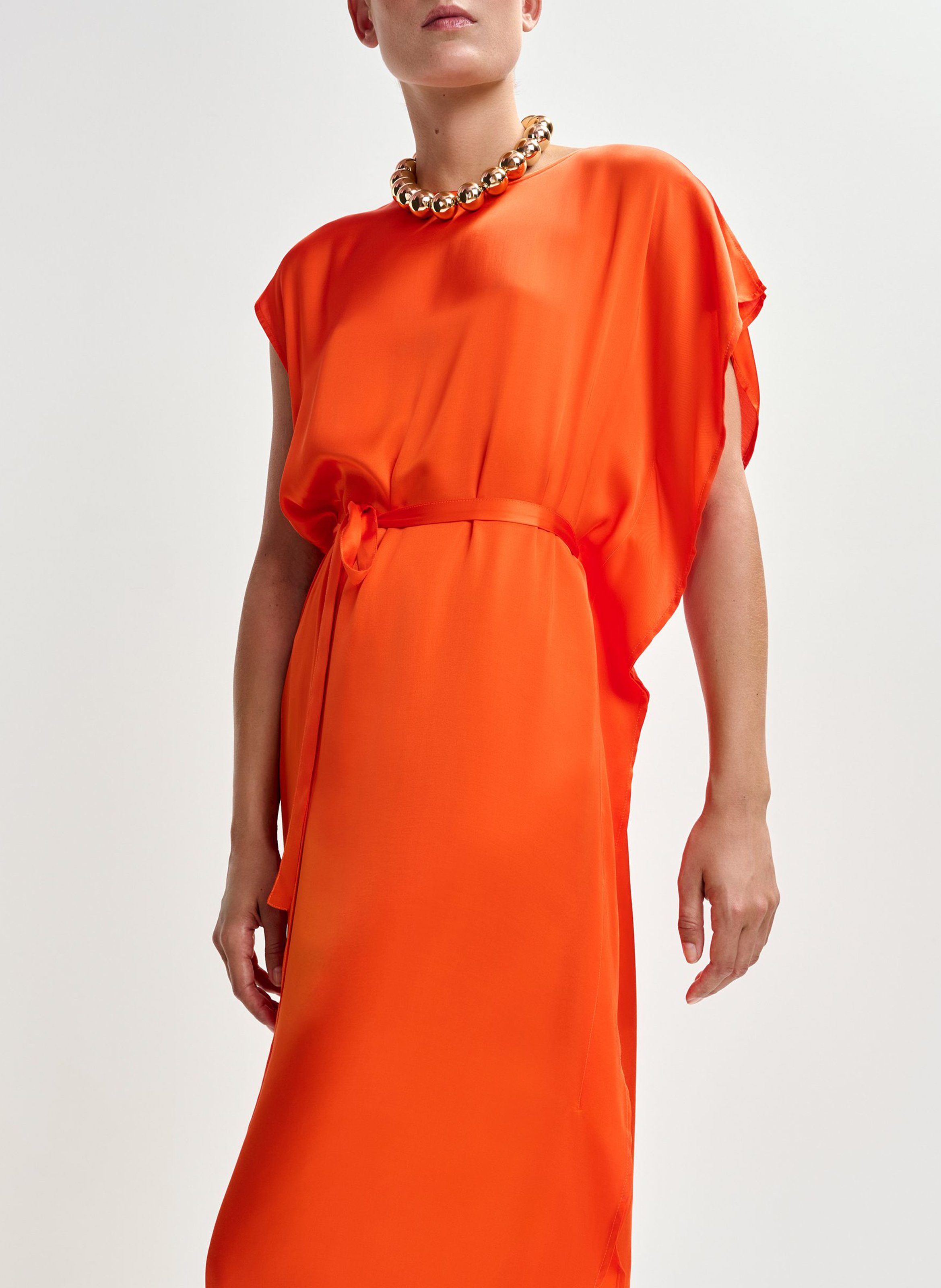 Robe midi col rond jaliyah ESSENTIEL ANTWERP Orange