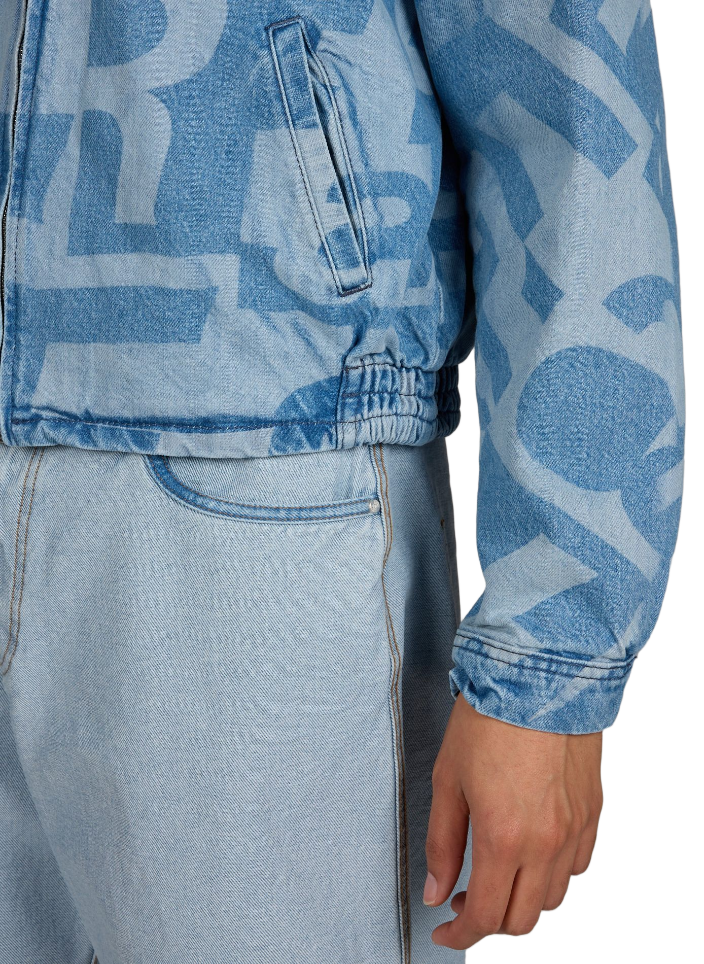 Veste droite imprimée en denim de coton  ARTE ANTWERP Bleu