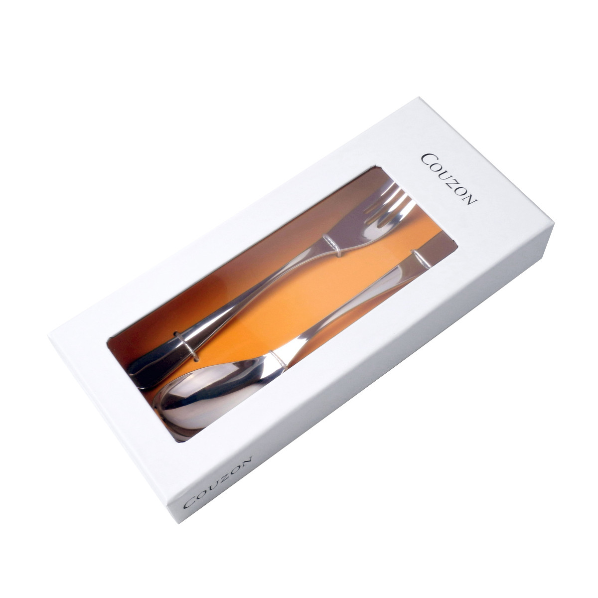 Eole - fourchette et cuillère de service en coffret COUZON Argent