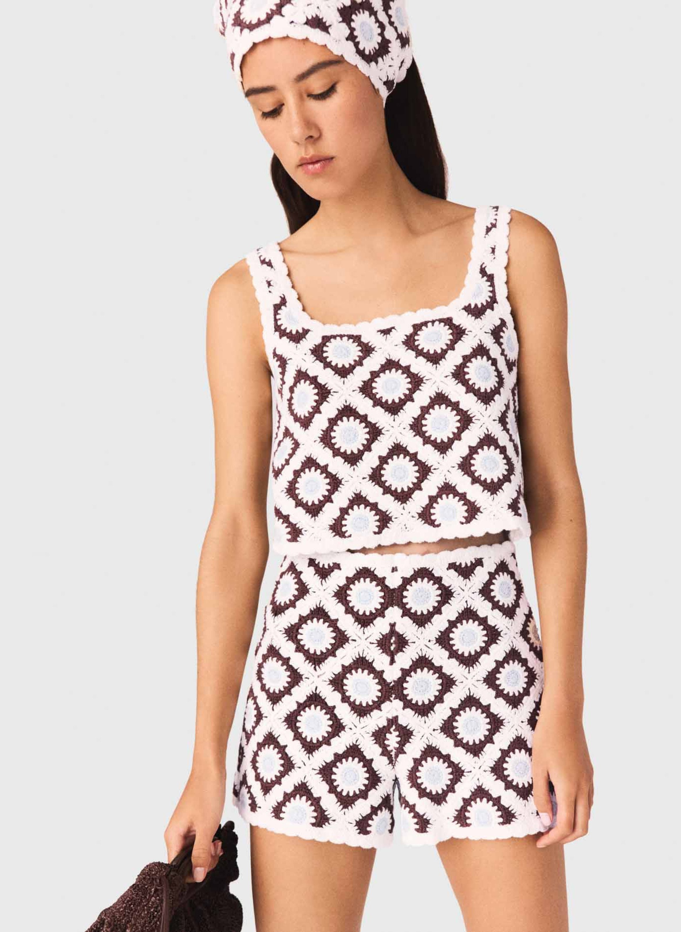 Top court en crochet MAJE Marron