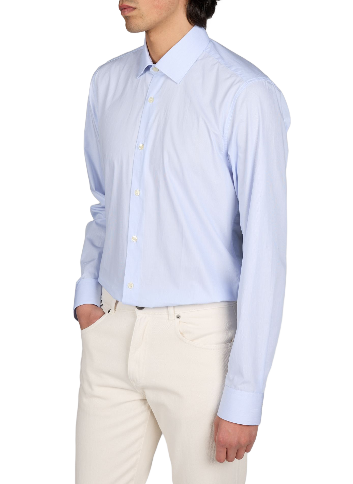 Chemise unie à manches longues en coton LAFAURIE Blanc