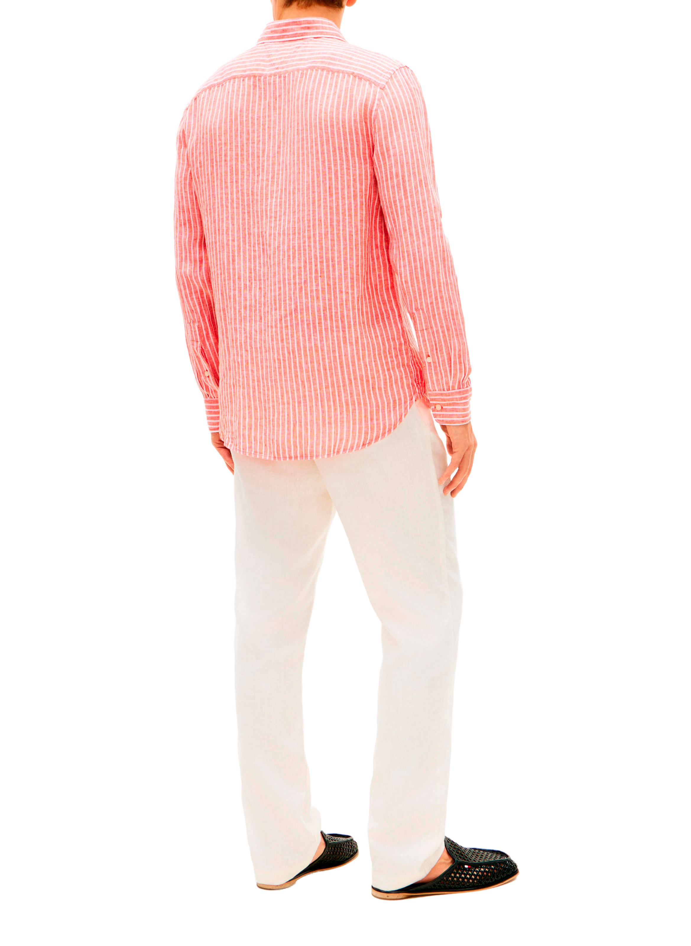 Straight Striped Linen Shirt with Logo TOMMY HILFIGER Orange