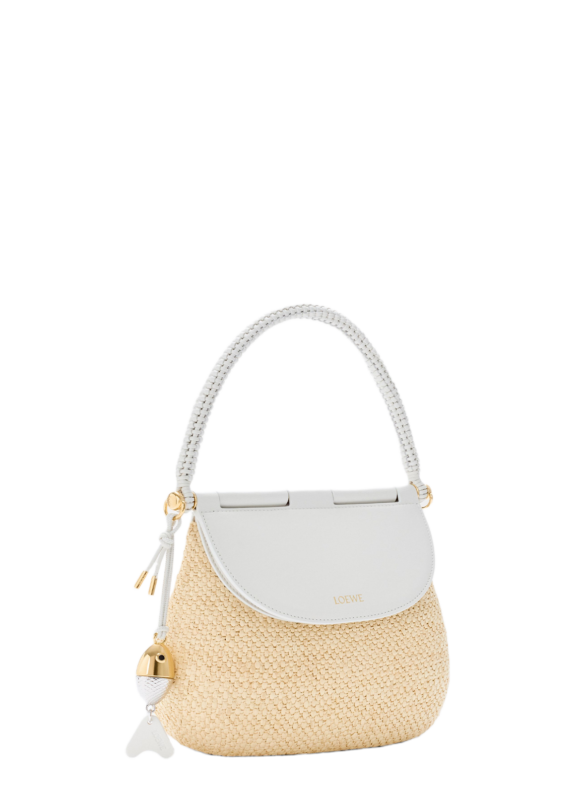 Medium Pescador bag in raffia and calf leather LOEWE Beige