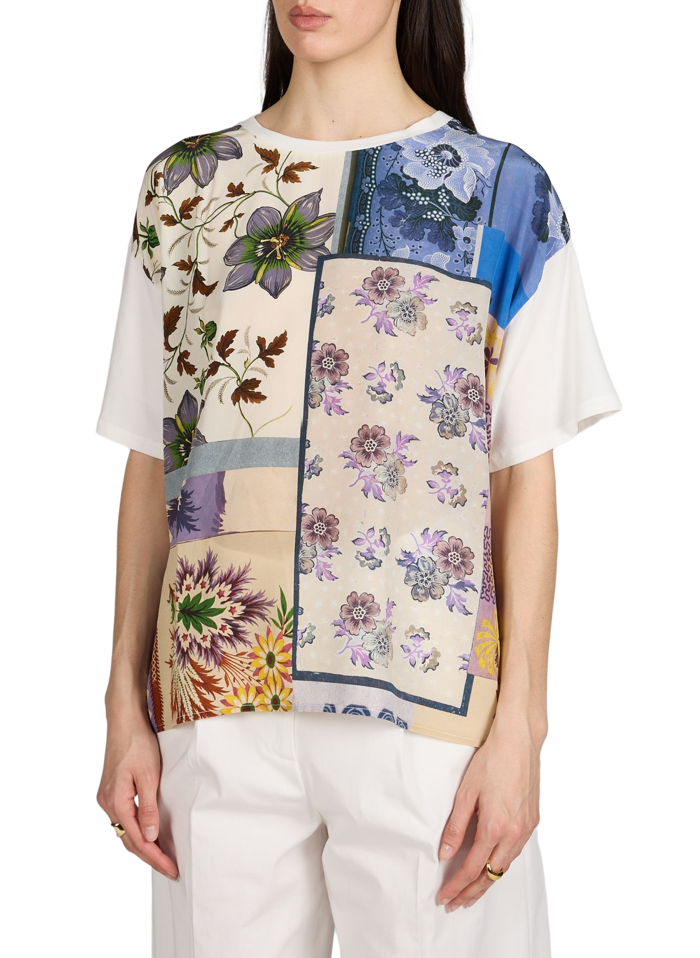 Printed flower t-shirt in mixed cotton MAX MARA WEEK END