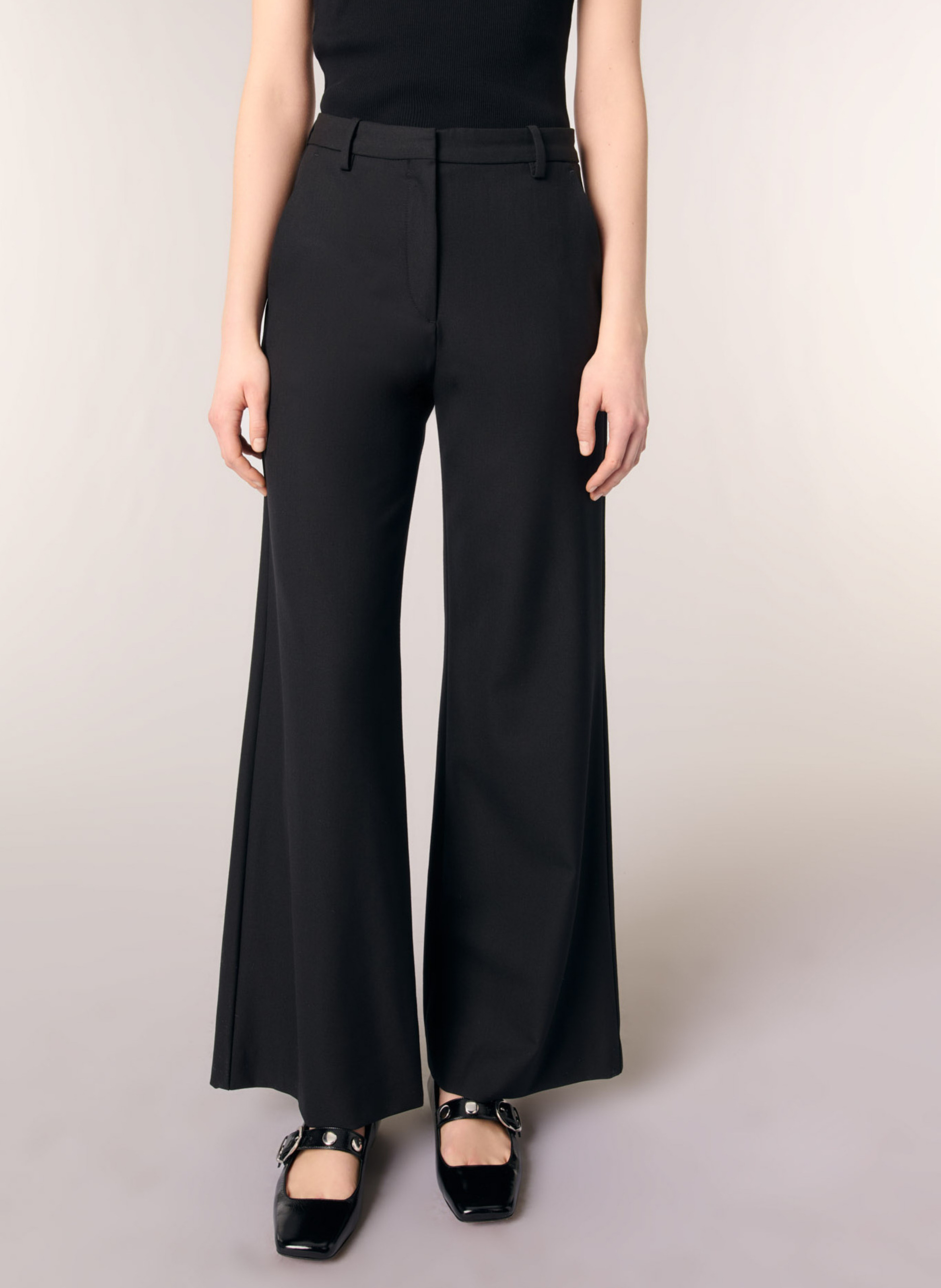 Pantalon flare en laine mélangée MAJE Noir