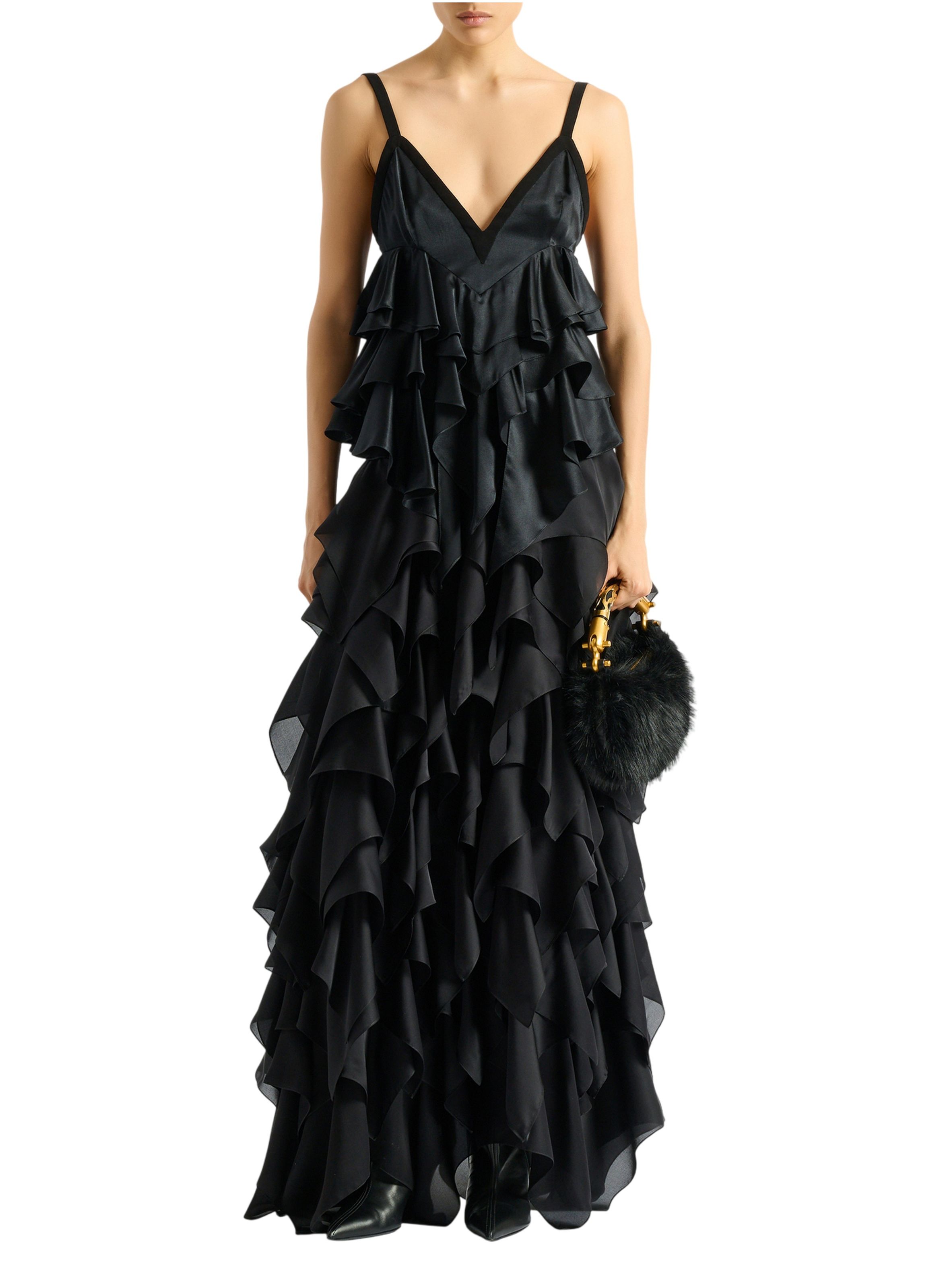 Top à fines bretelles en satin BALMAIN Noir