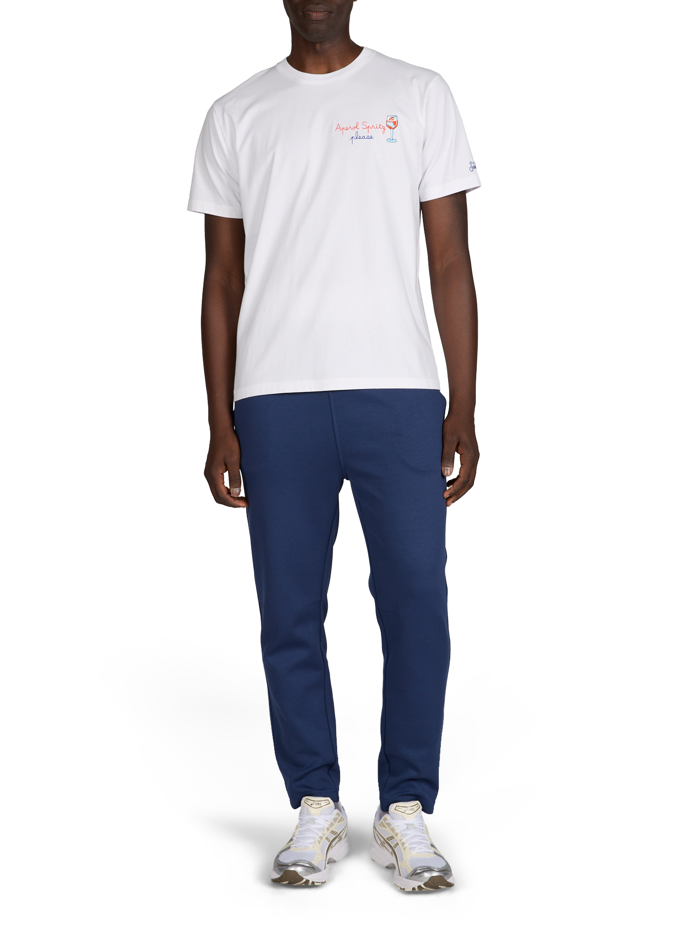 Camiseta bordada de cuello redondo en algodón. MC2 SAINT BARTH Blanco