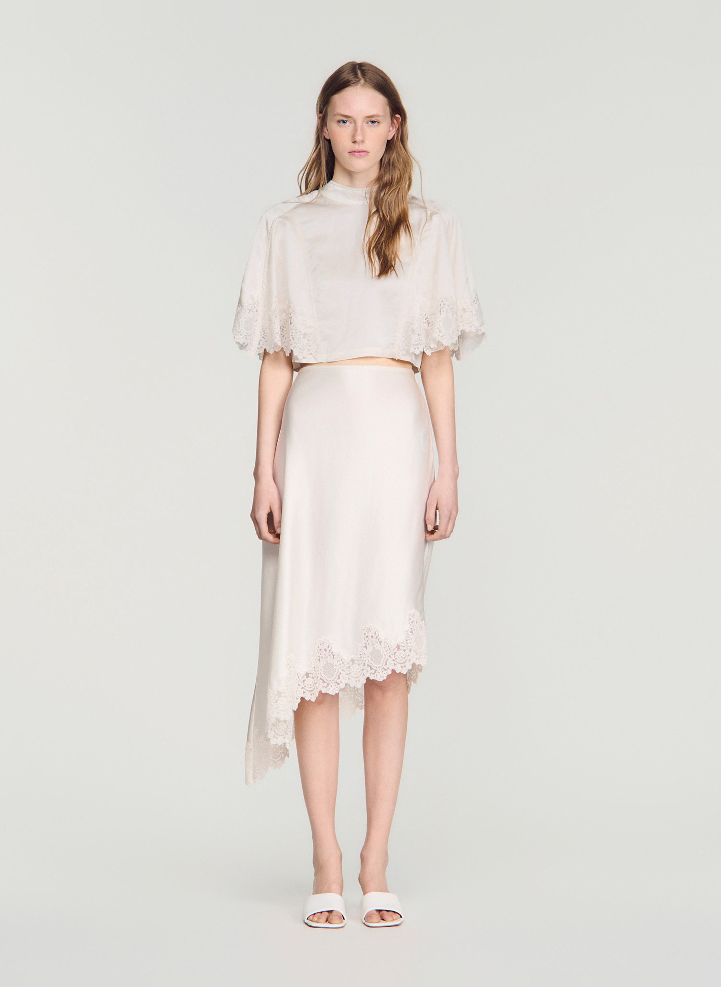 Jupe midi asymétrique SANDRO Beige