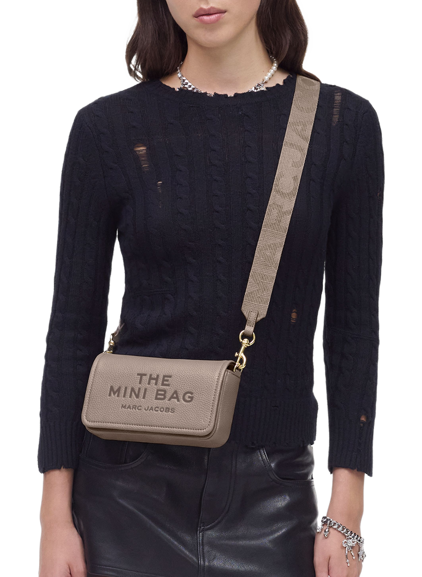 Sac à bandoulière en cuir MARC JACOBS Gris
