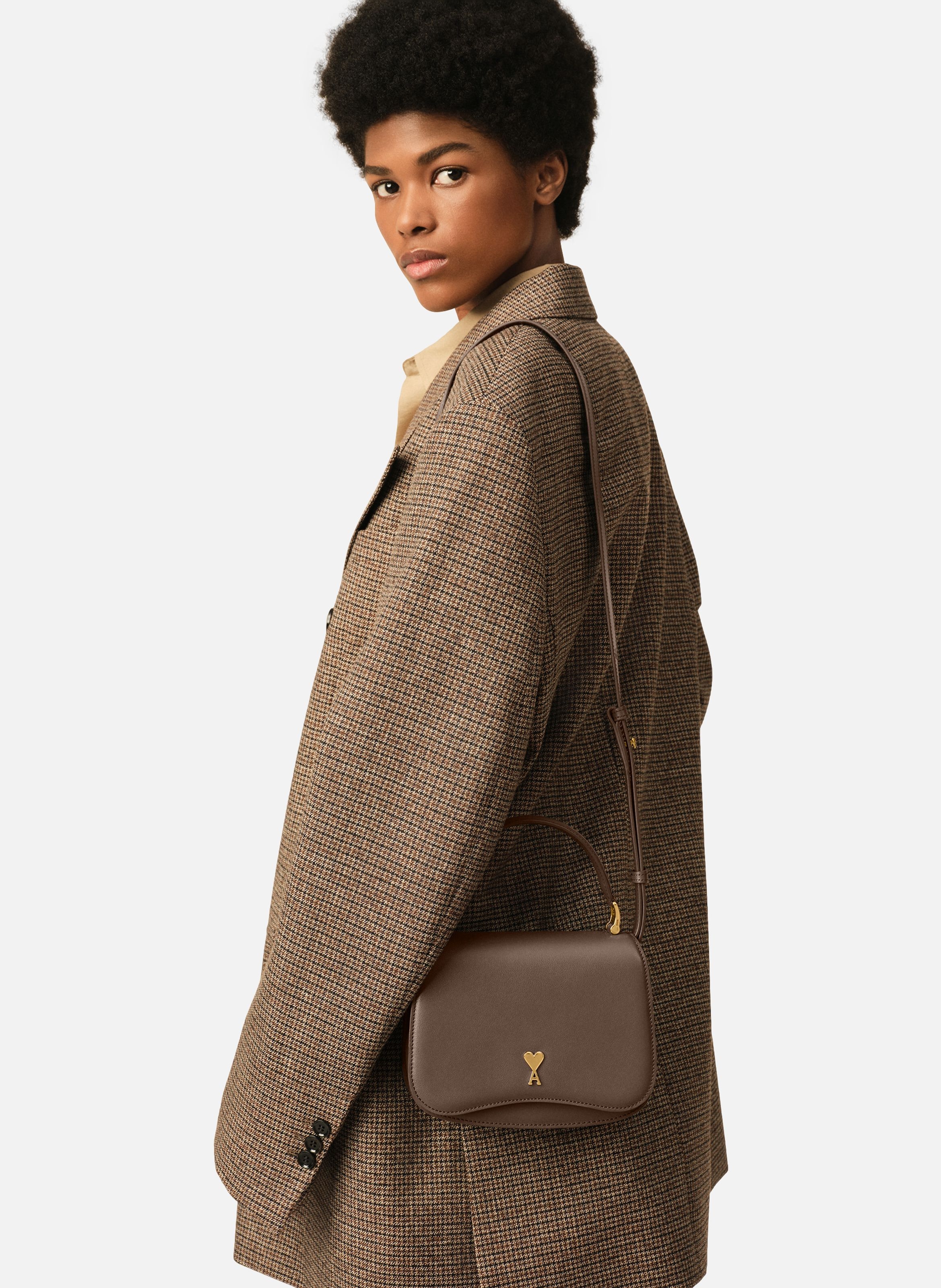 Sac porté main paris paris unisexe en cuir de vachette AMI PARIS Marron