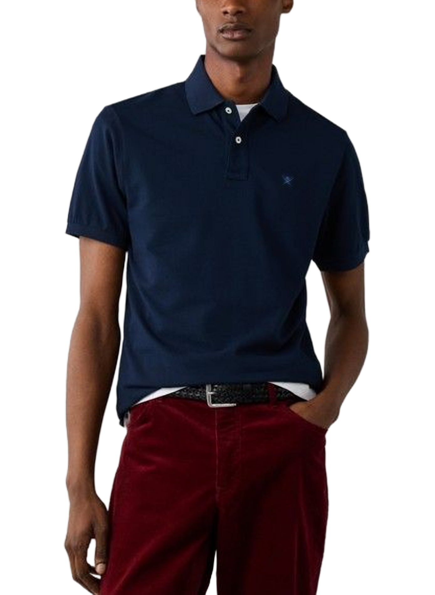 Polo droit à logo brodé en coton HACKETT Bleu