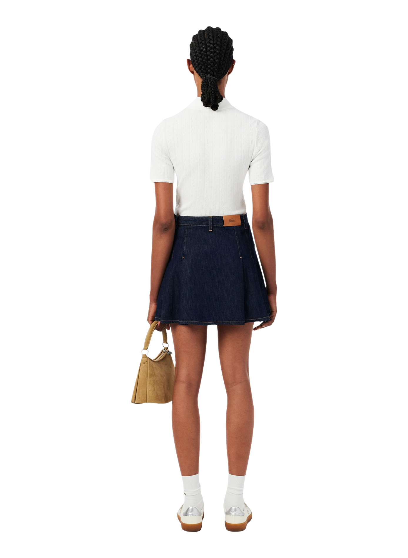 Flared cotton denim skirt LACOSTE Blue
